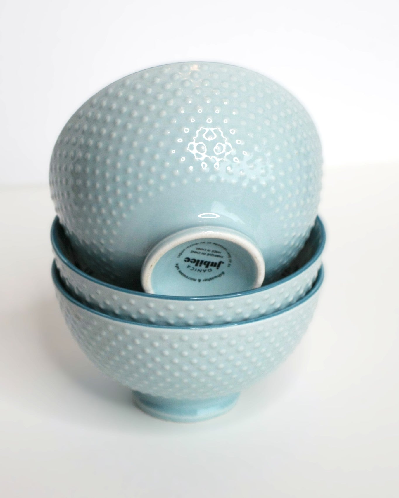 Pale blue bowl with black and white cats -Small 4.5 inch- single bowl