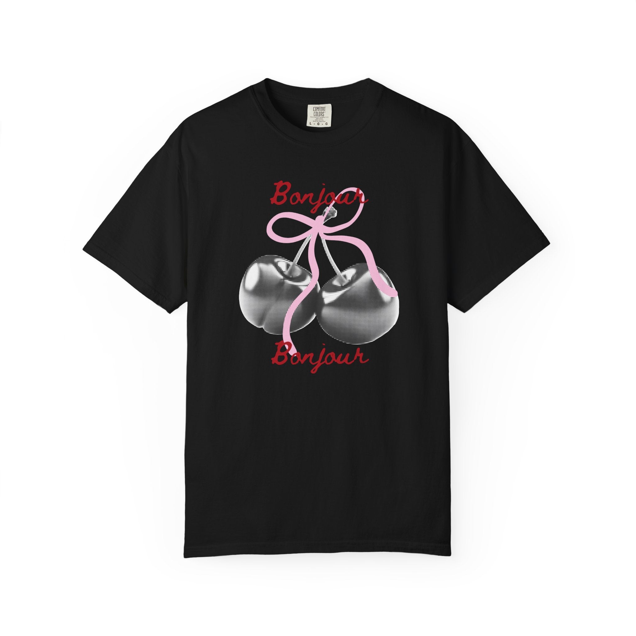 Bonjour T‑Shirt with cherry print, summer tee