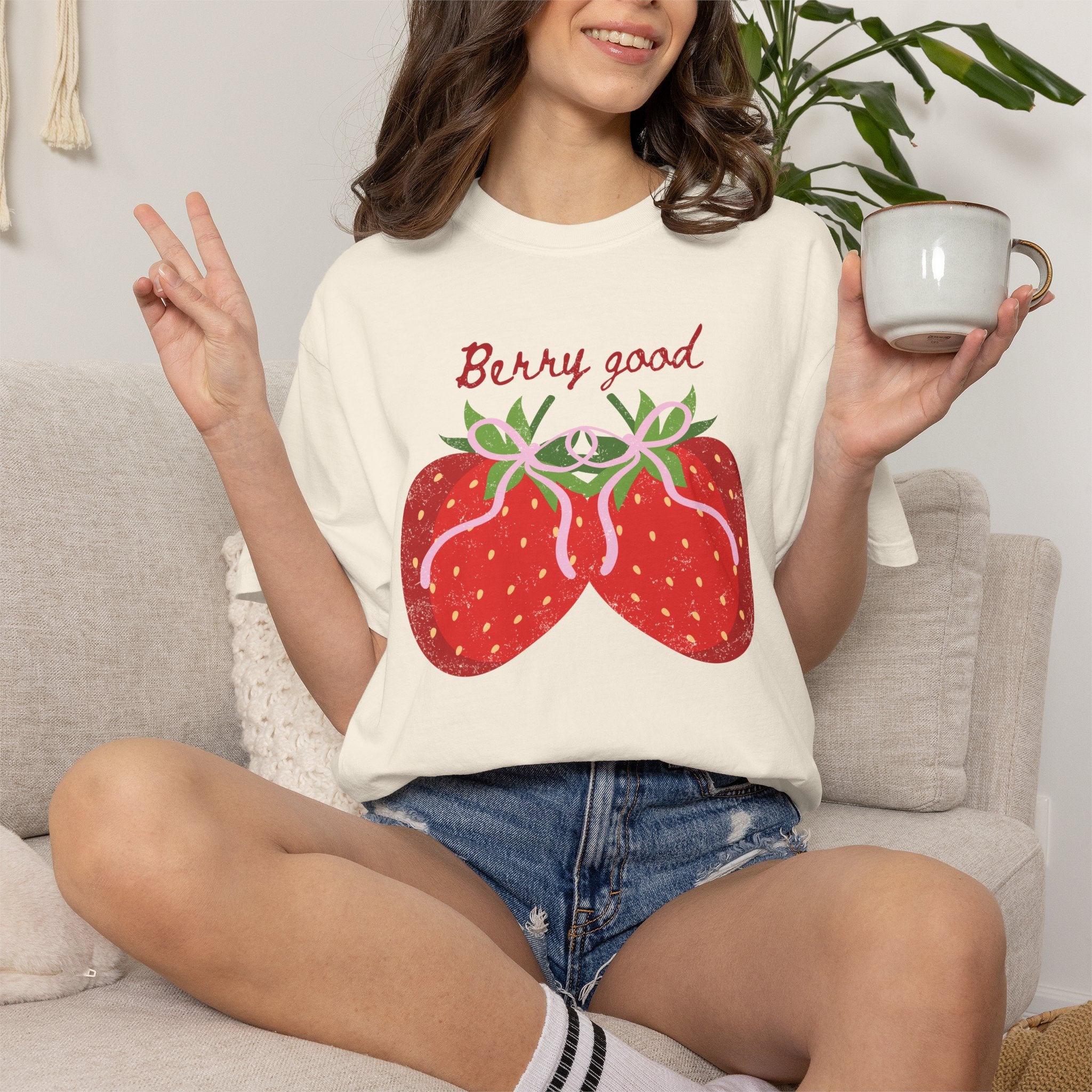 Strawberry 'Berry Good' T-Shirt, summer vibe tee