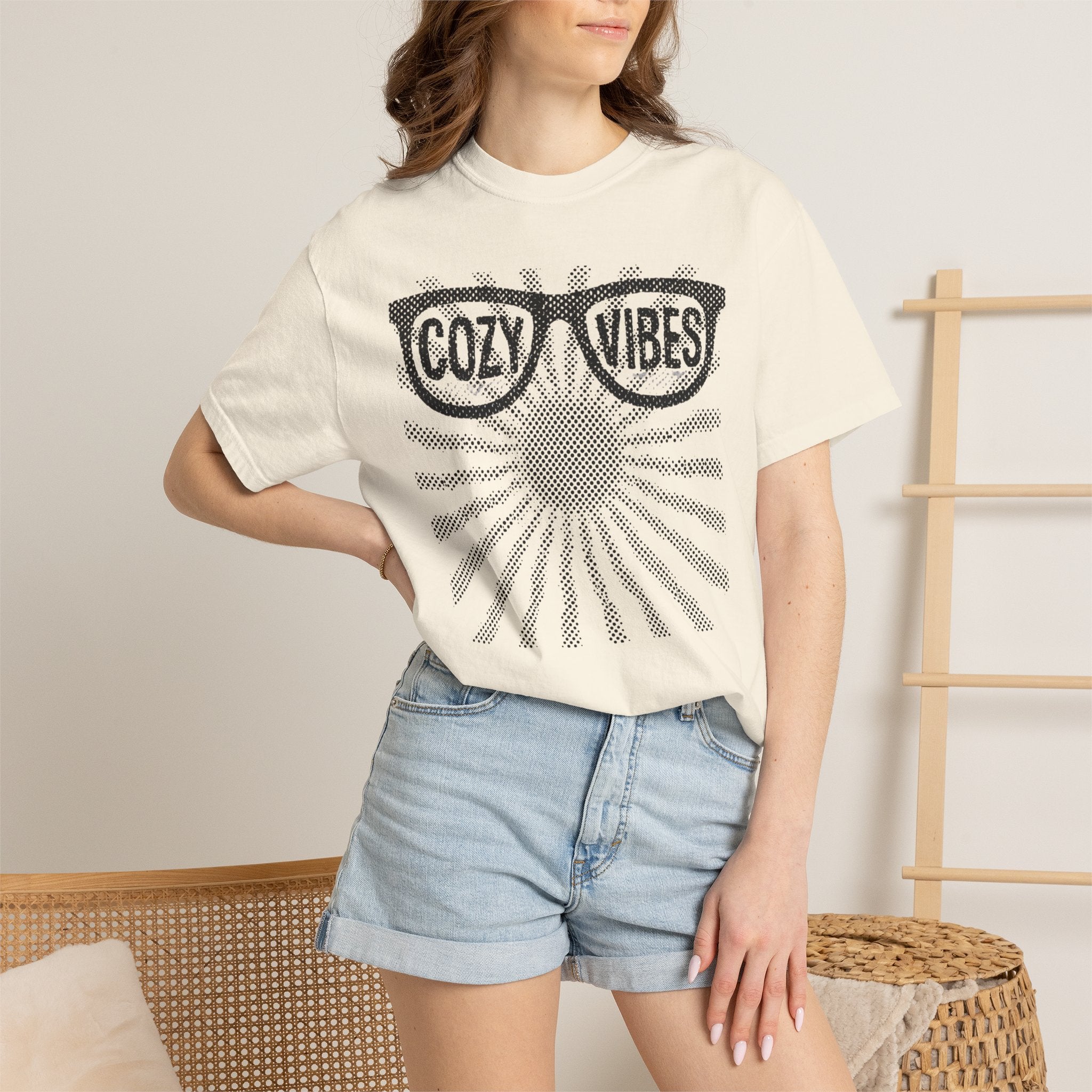 Cozy Vibes Sunglasses and sunray Graphic T-Shirt