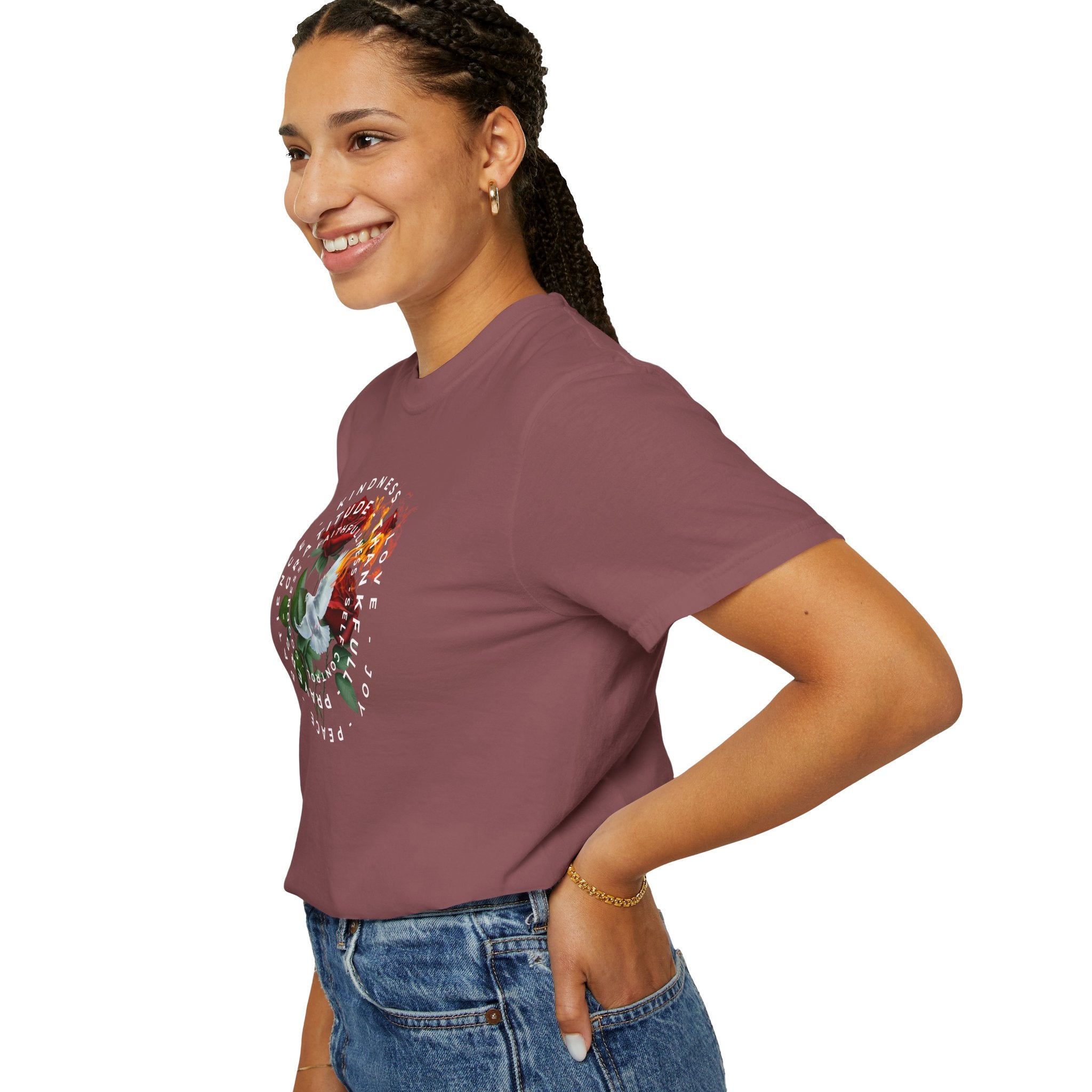 Peace & Gratitude Graphic T-Shirt — Dove Floral Circle Design