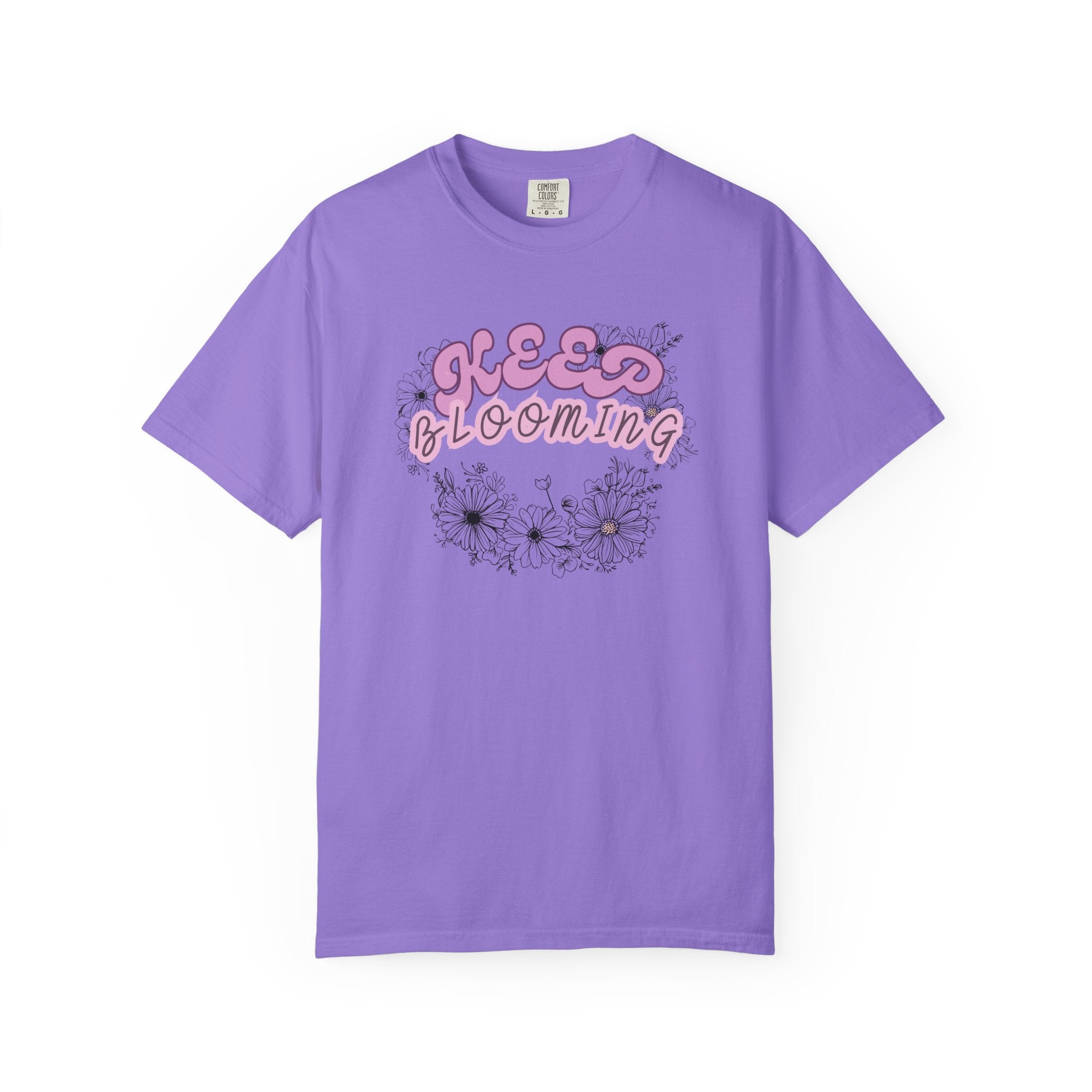 Keep Blooming - loose fit positive message flower design t-shirt