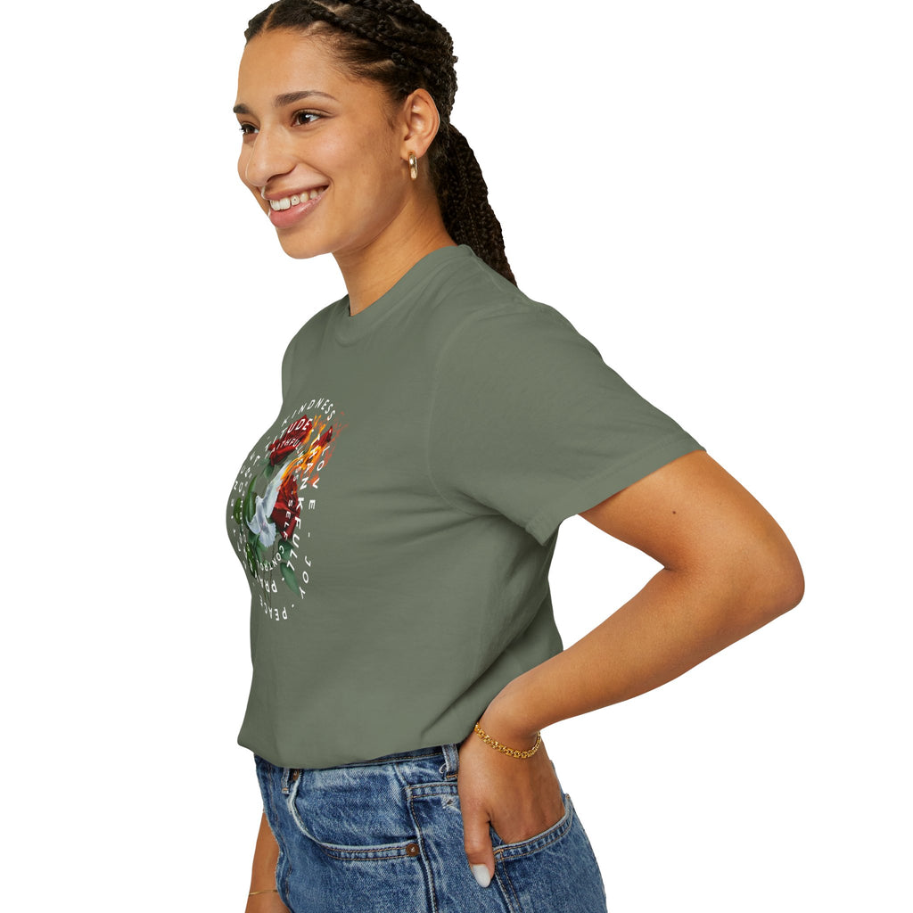 Peace & Gratitude Graphic T-Shirt — Dove Floral Circle Design