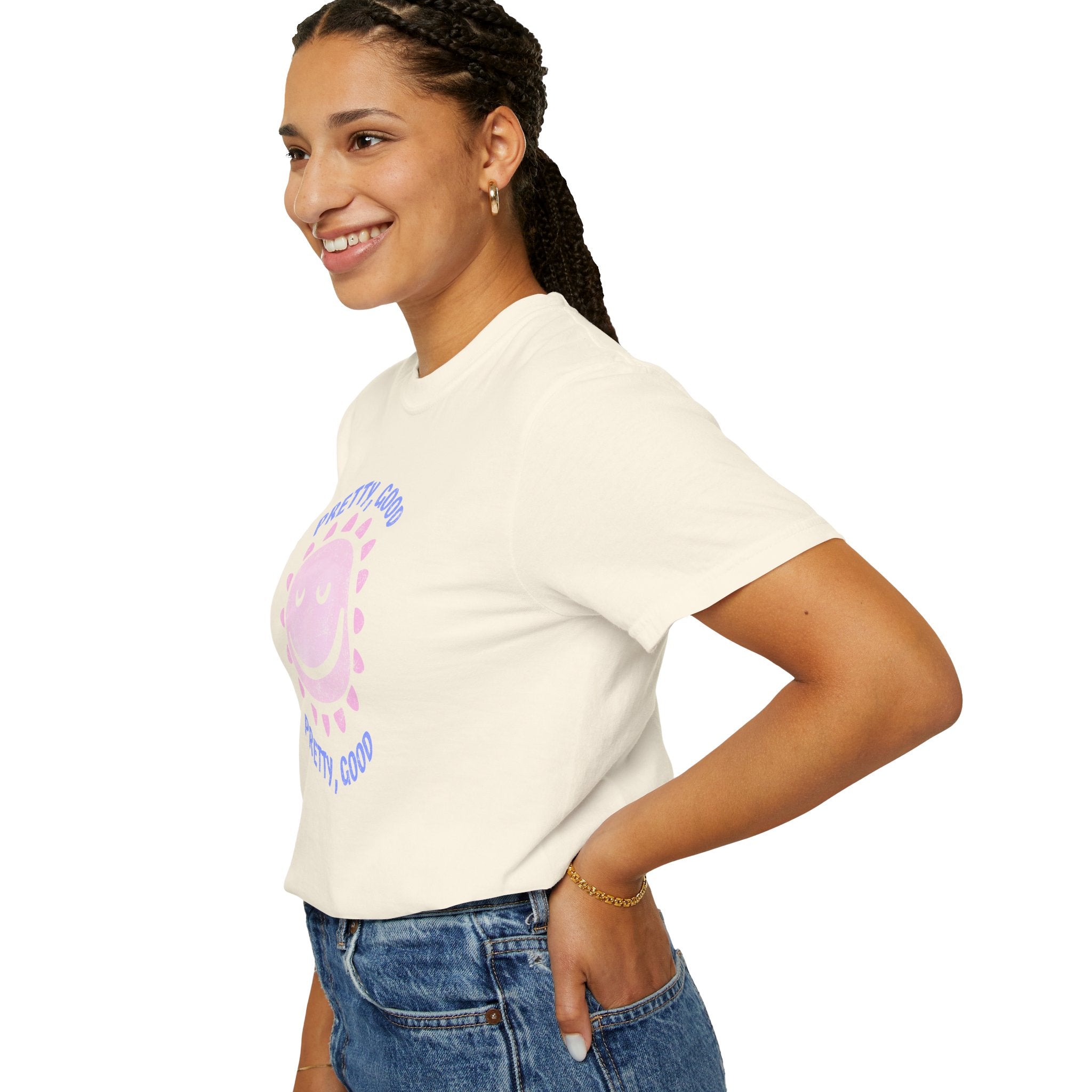Pretty, Good smiley Sun Graphic T-Shirt summer vibes tee
