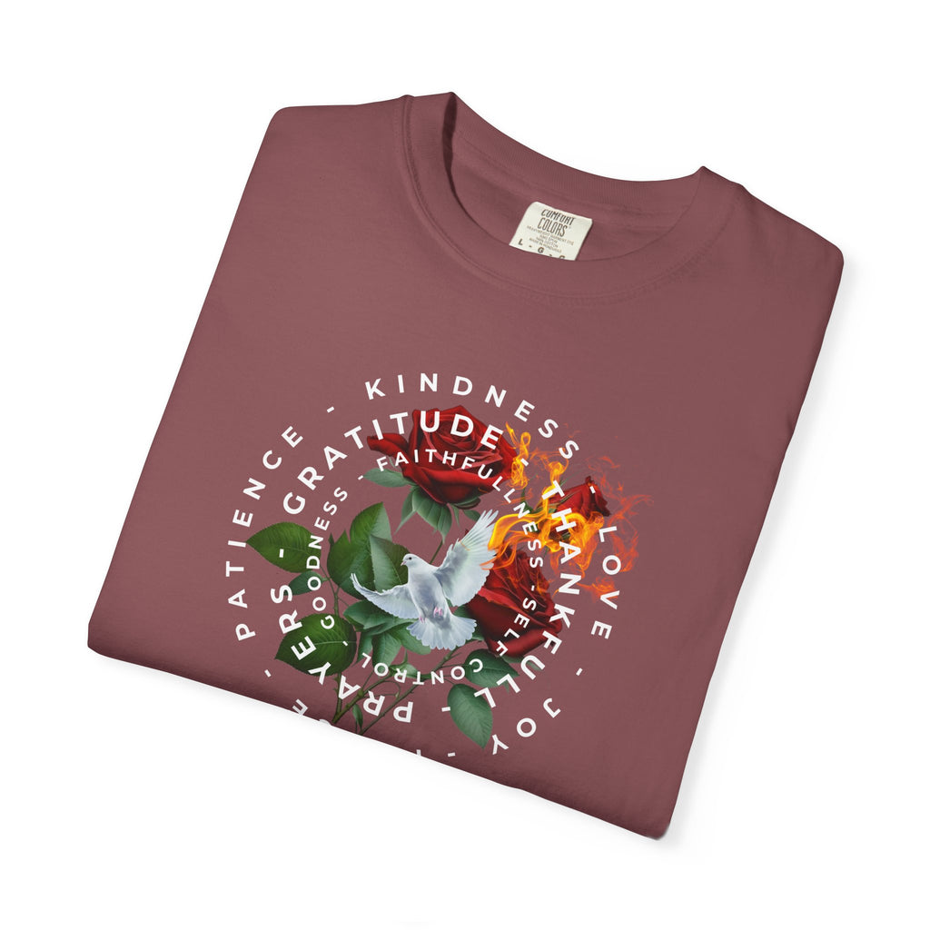 Peace & Gratitude Graphic T-Shirt — Dove Floral Circle Design