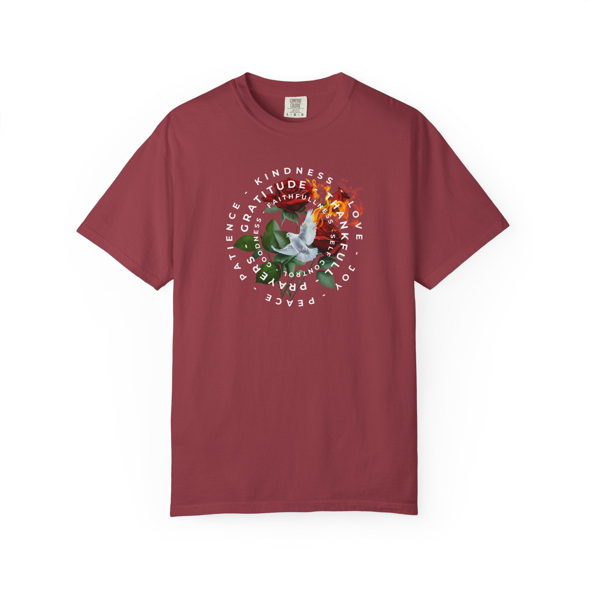 Peace & Gratitude Graphic T-Shirt — Dove Floral Circle Design