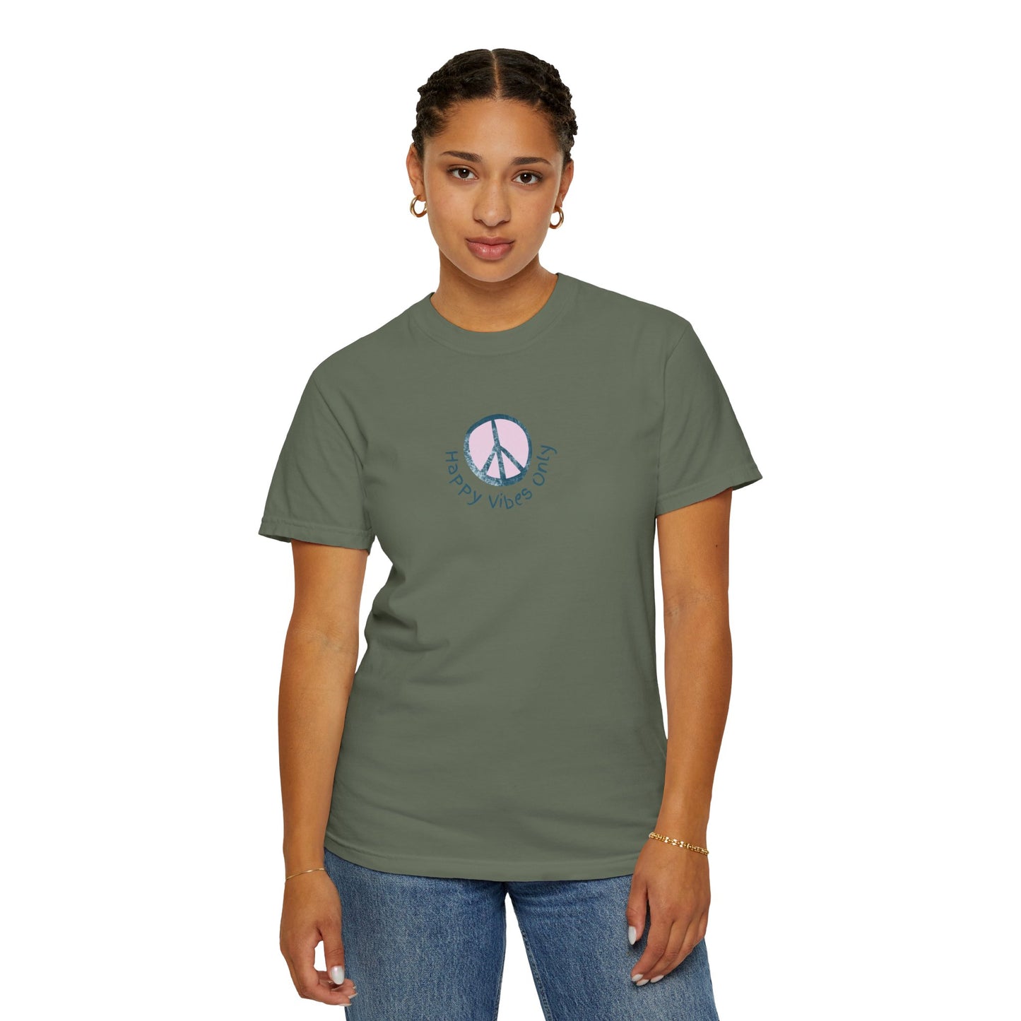 Happy Vibes Only Peace sign T-shirt - Positive Message Tee