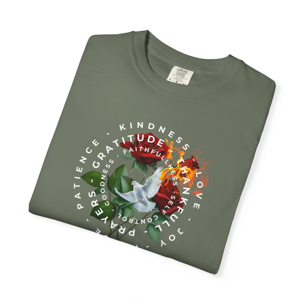 Peace & Gratitude Graphic T-Shirt — Dove Floral Circle Design