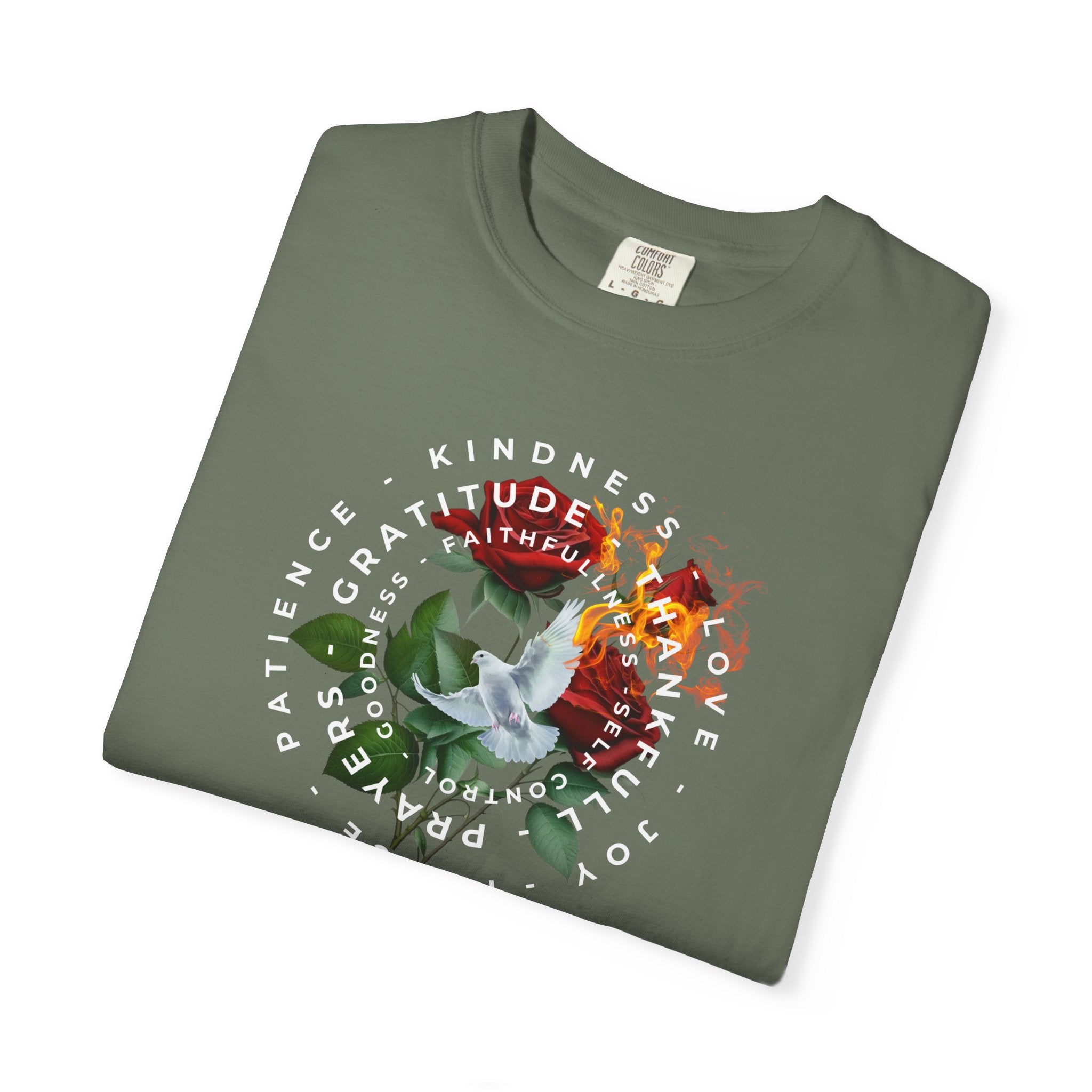 Peace & Gratitude Graphic T-Shirt — Dove Floral Circle Design