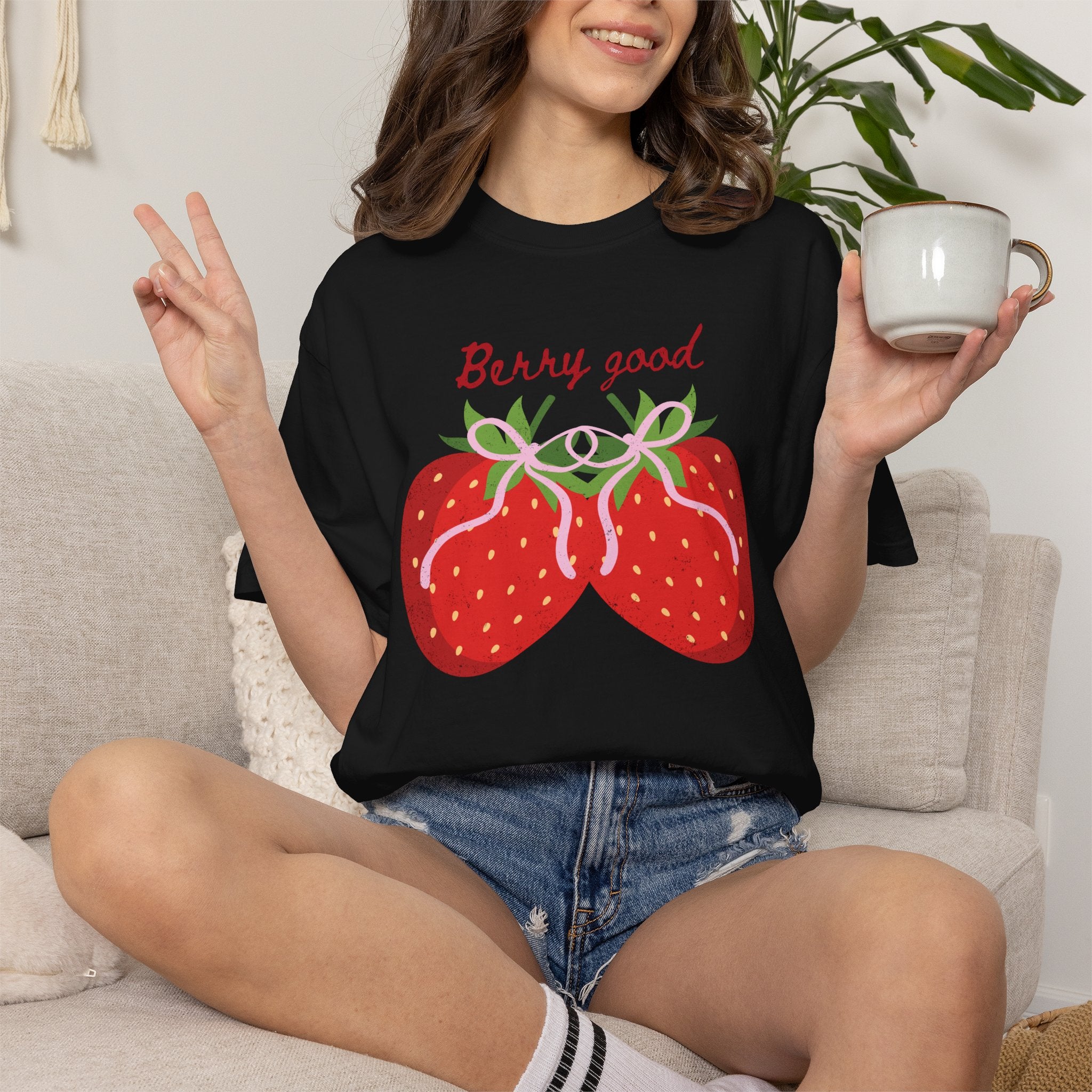 Strawberry 'Berry Good' T-Shirt, summer vibe tee