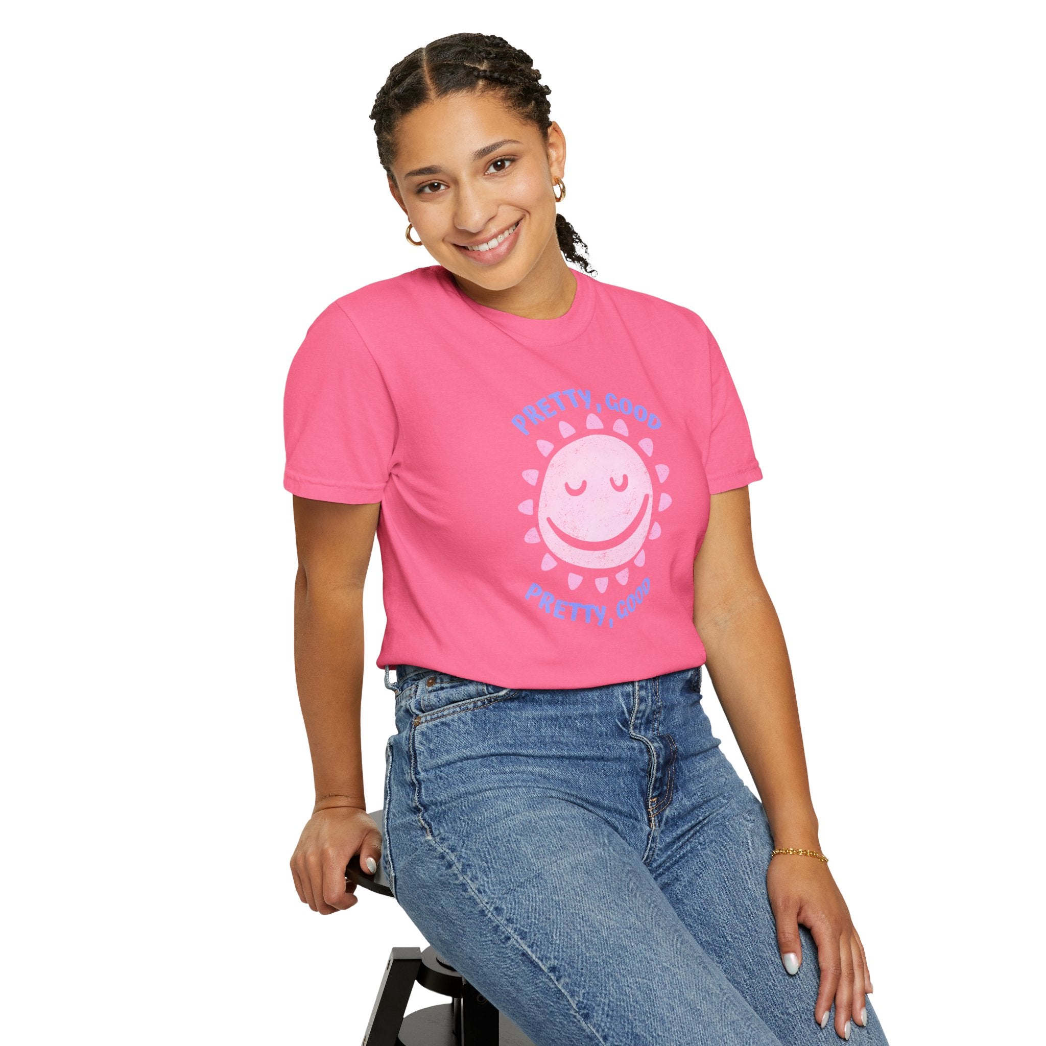 Pretty, Good smiley Sun Graphic T-Shirt summer vibes tee