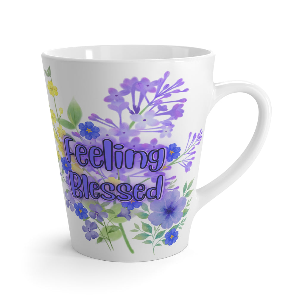 Feeling Blessed Floral Latte Mug — Inspirational Ceramic Coffee Cup