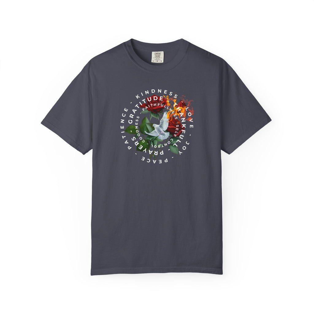 Peace & Gratitude Graphic T-Shirt — Dove Floral Circle Design