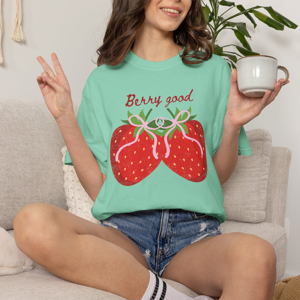 Strawberry 'Berry Good' T-Shirt, summer vibe tee
