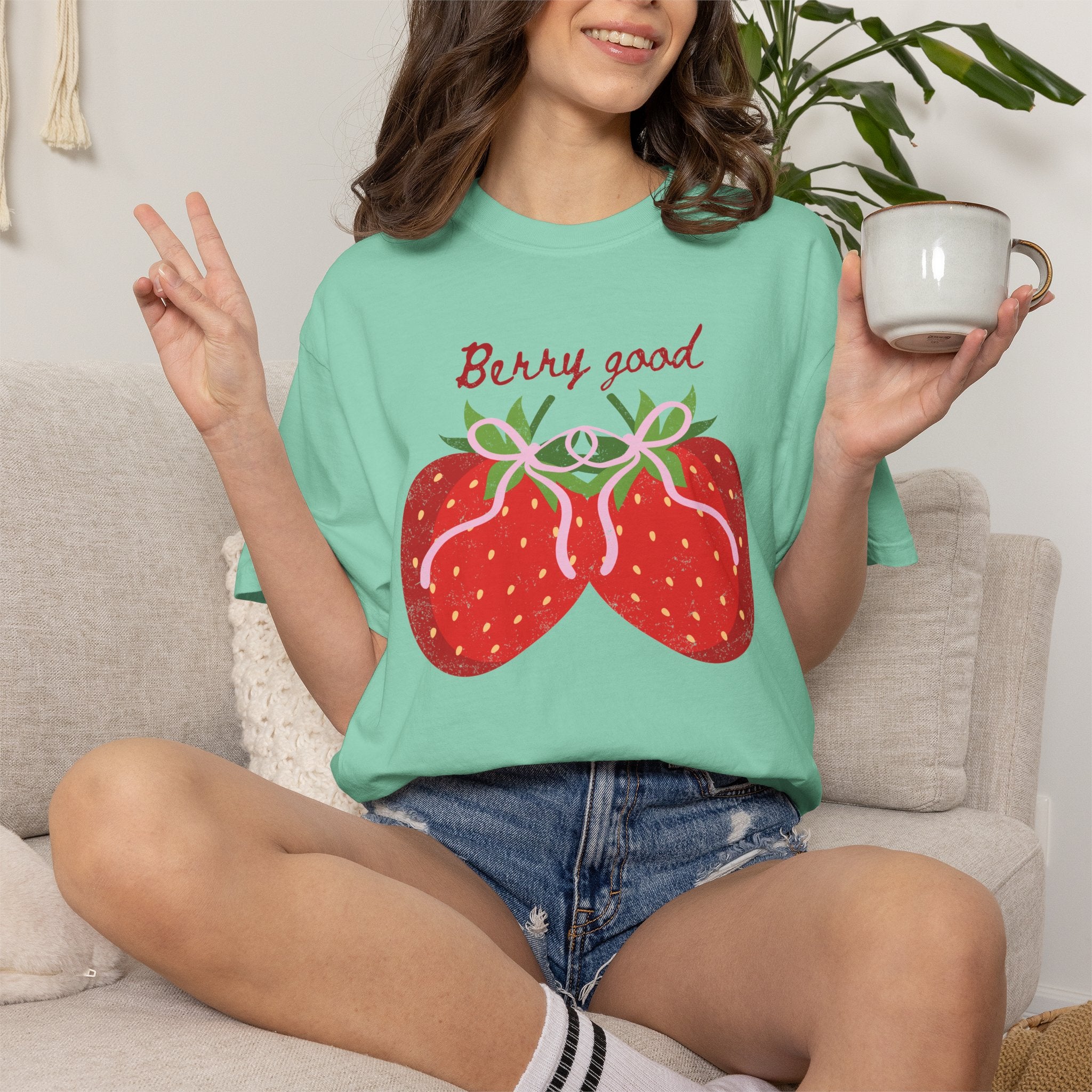 Strawberry 'Berry Good' T-Shirt, summer vibe tee