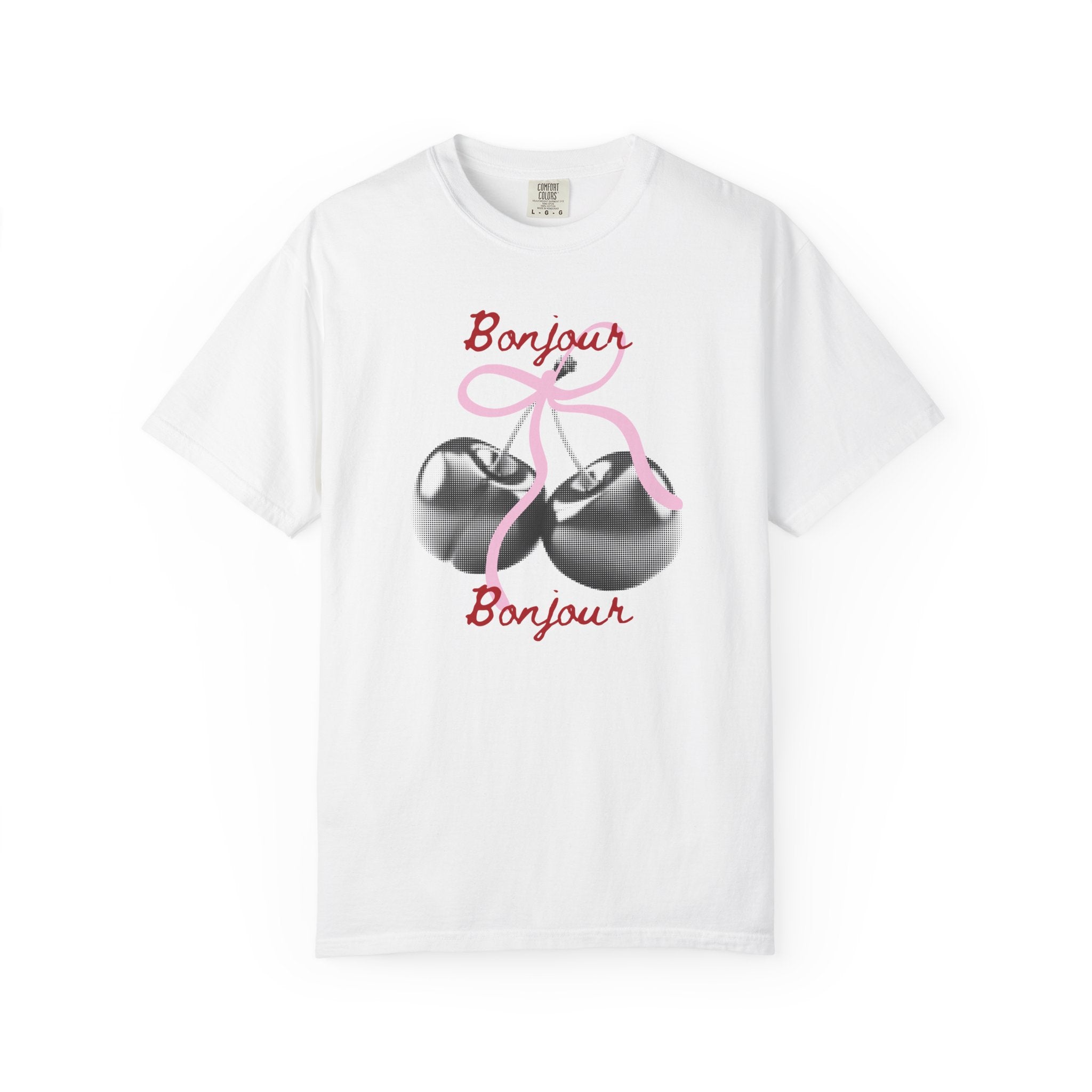 Bonjour T‑Shirt with cherry print, summer tee
