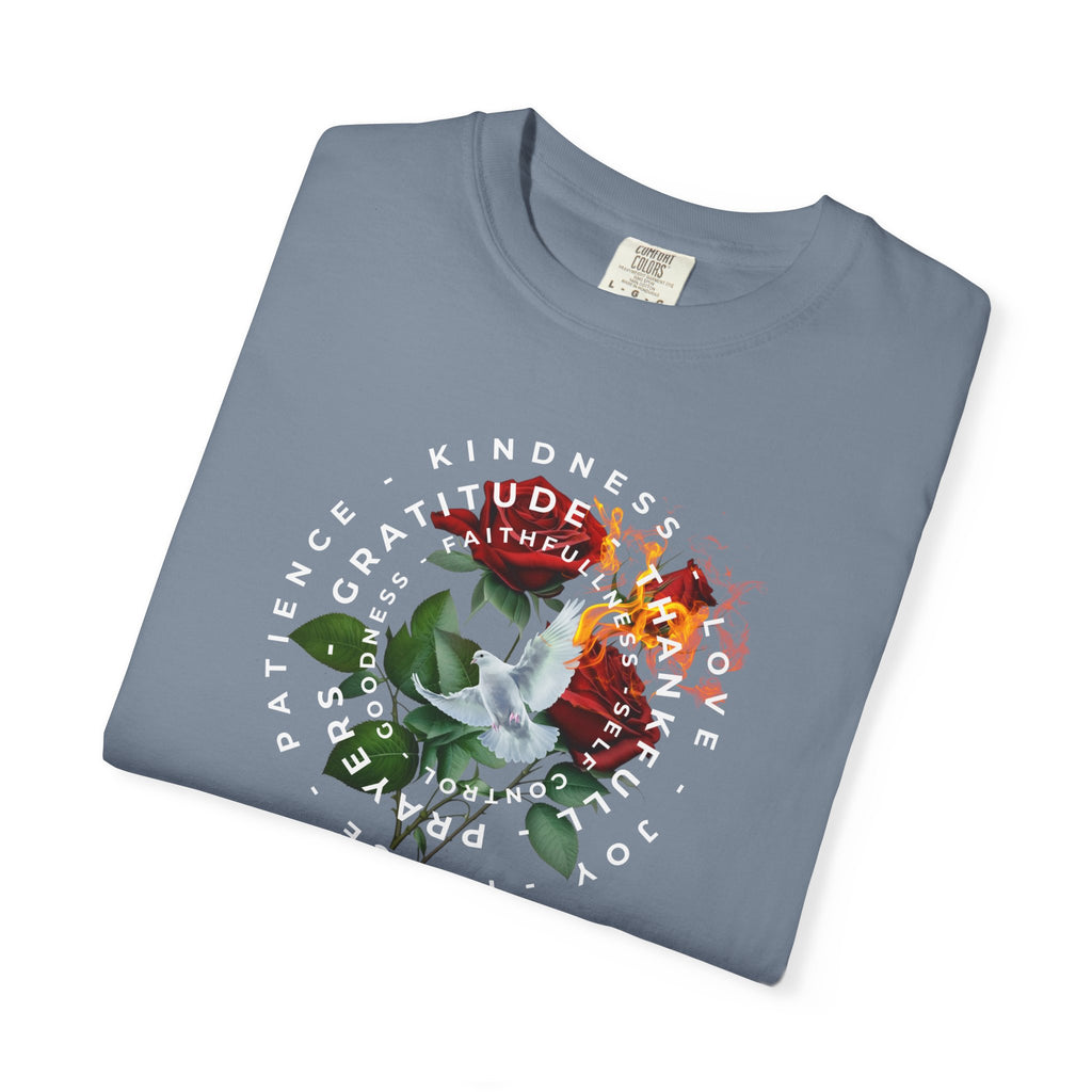 Peace & Gratitude Graphic T-Shirt — Dove Floral Circle Design