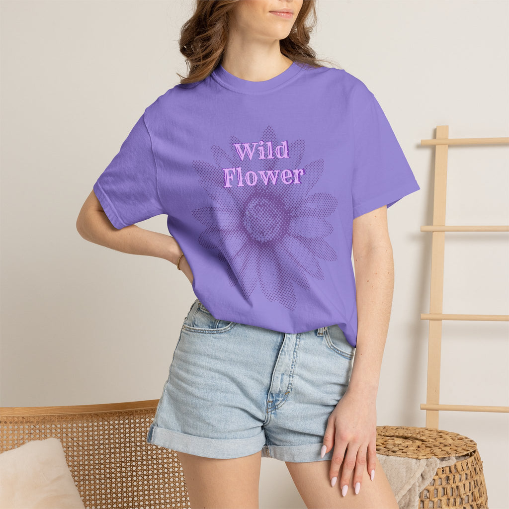 Wild Flower T-shirt — Vintage Lavender Daisy Graphic laid back tee