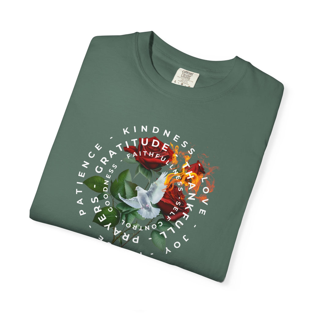 Peace & Gratitude Graphic T-Shirt — Dove Floral Circle Design
