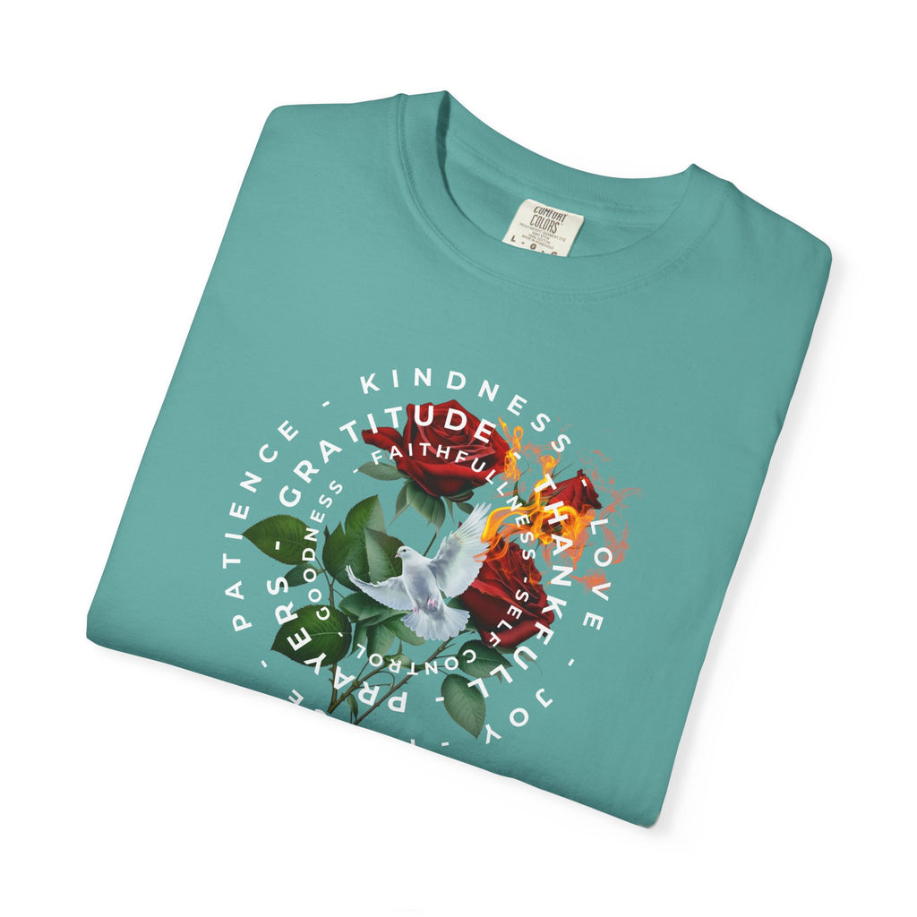 Peace & Gratitude Graphic T-Shirt — Dove Floral Circle Design