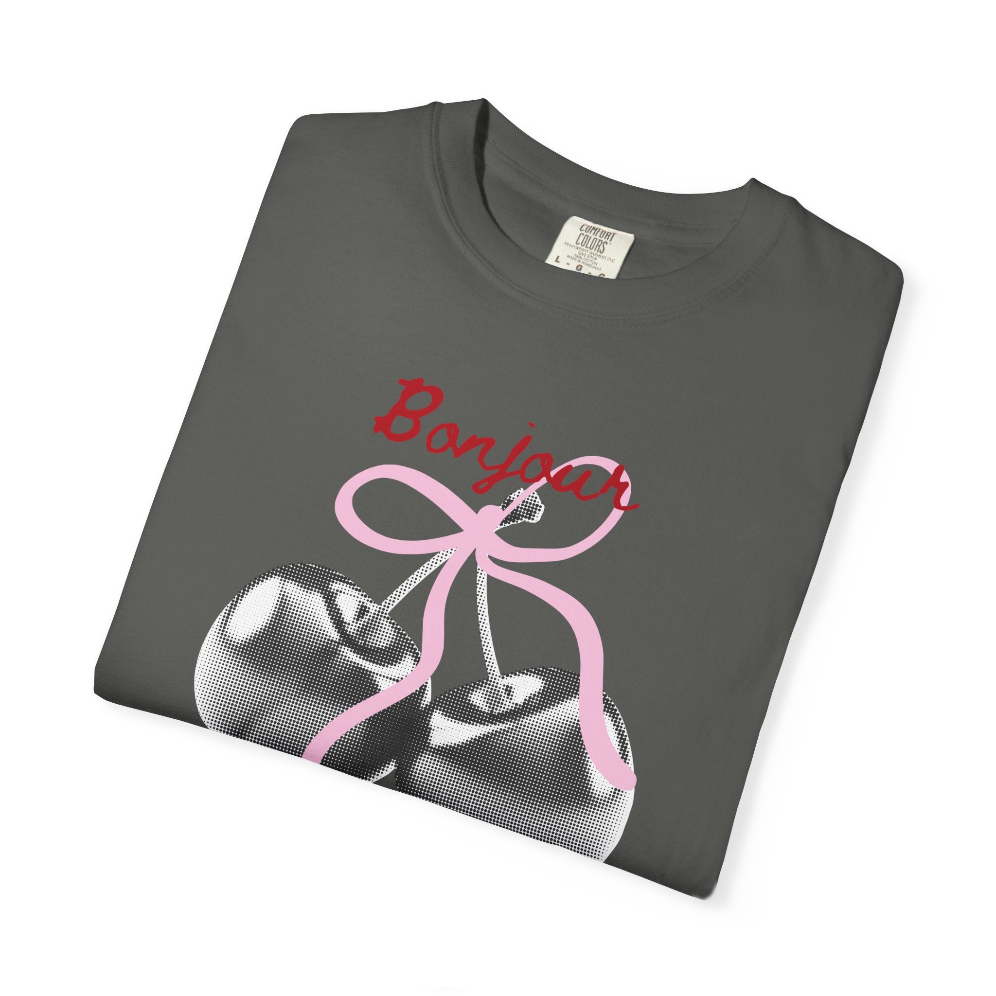 Bonjour T‑Shirt with cherry print, summer tee