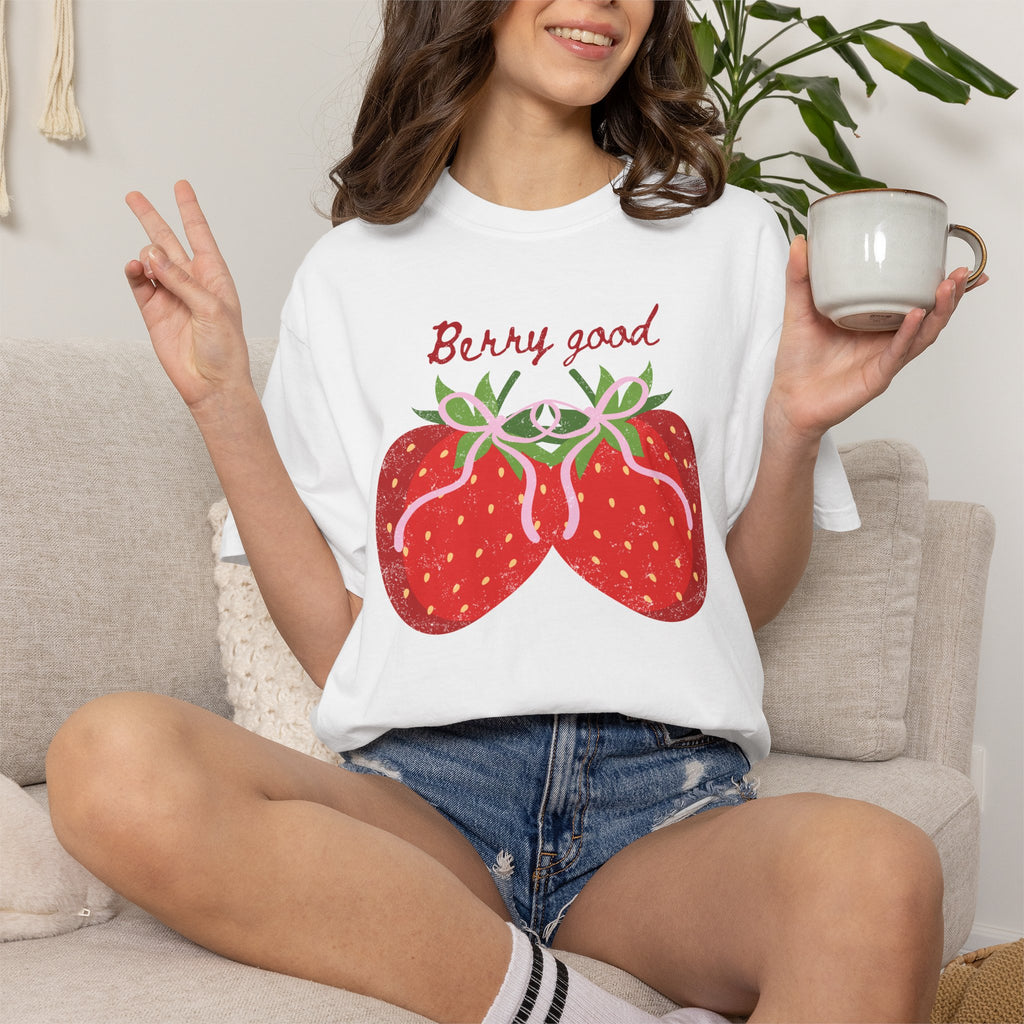 Strawberry 'Berry Good' T-Shirt, summer vibe tee
