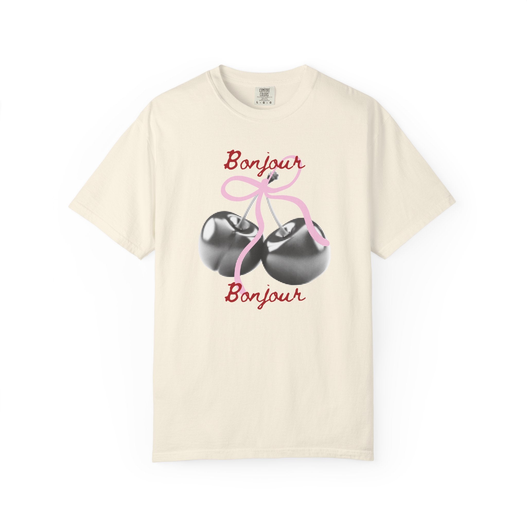 Bonjour T‑Shirt with cherry print, summer tee