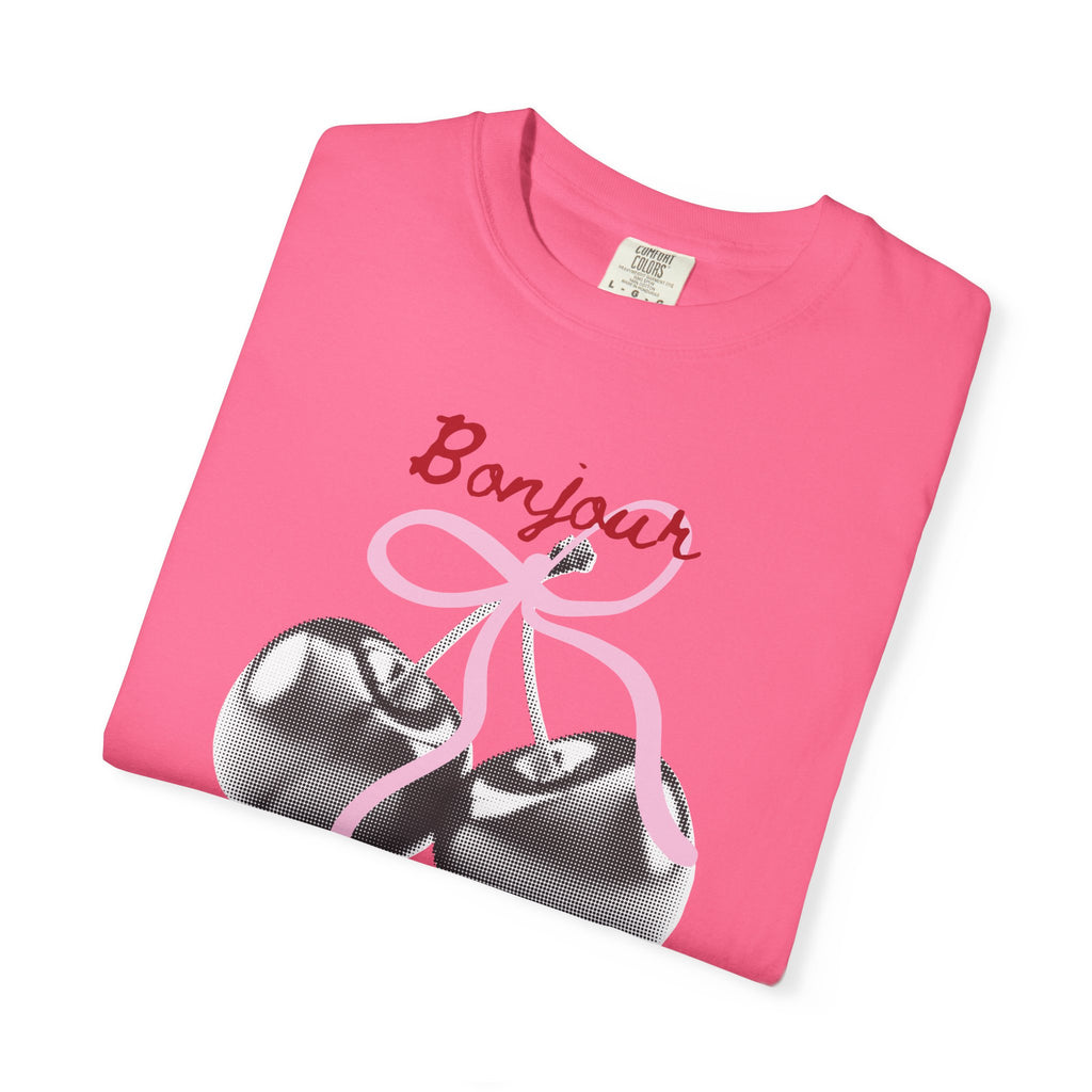 Bonjour T‑Shirt with cherry print, summer tee