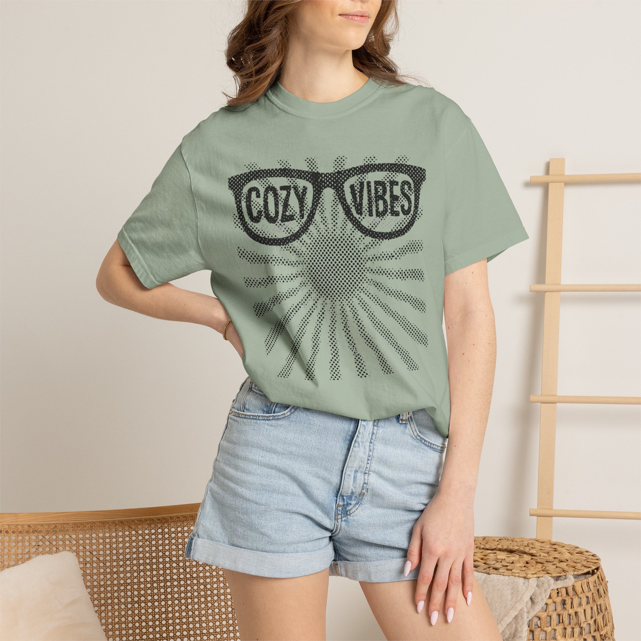 Cozy Vibes Sunglasses and sunray Graphic T-Shirt