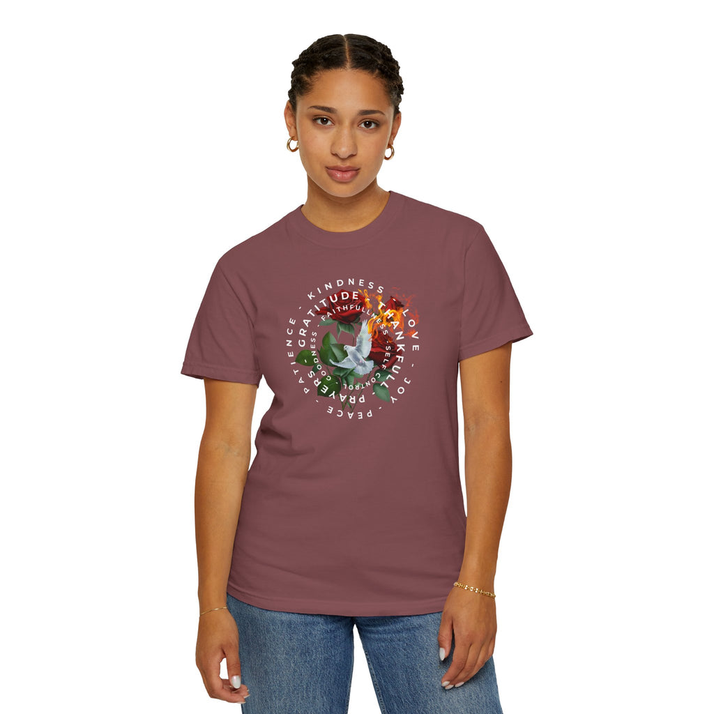 Peace & Gratitude Graphic T-Shirt — Dove Floral Circle Design