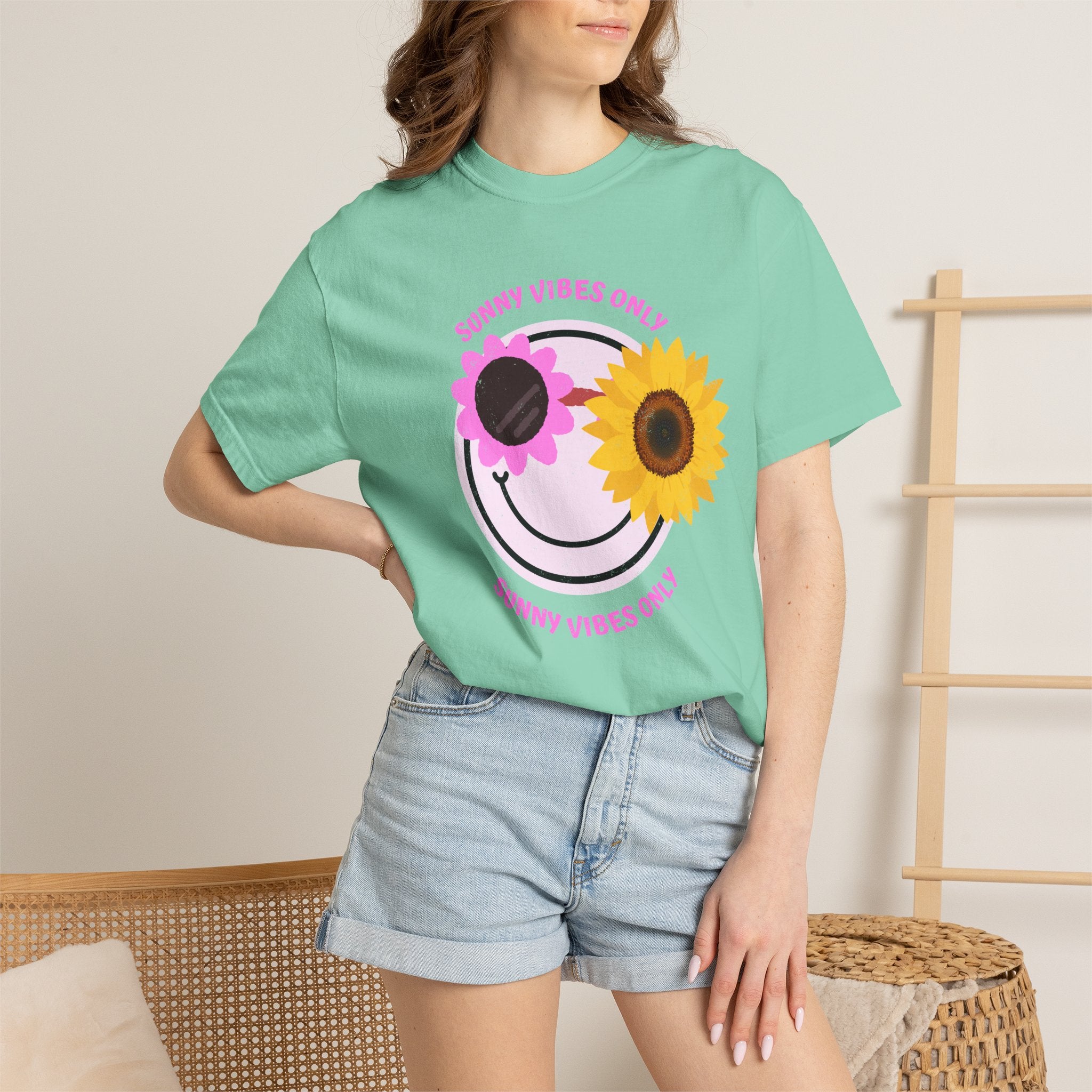 Sunny Vibes Only Sunflower Graphic T-Shirt Summer tee