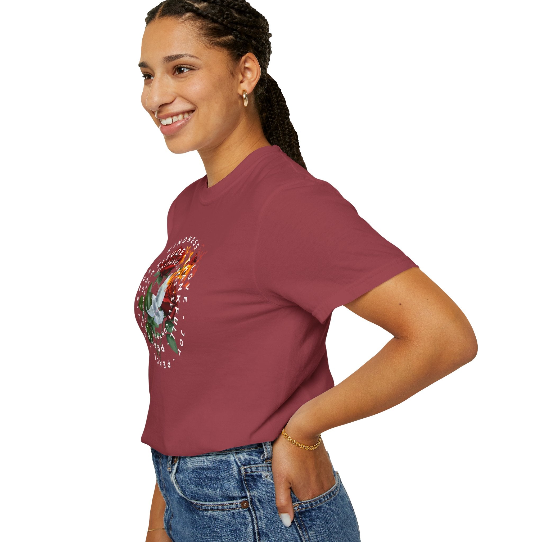 Peace & Gratitude Graphic T-Shirt — Dove Floral Circle Design