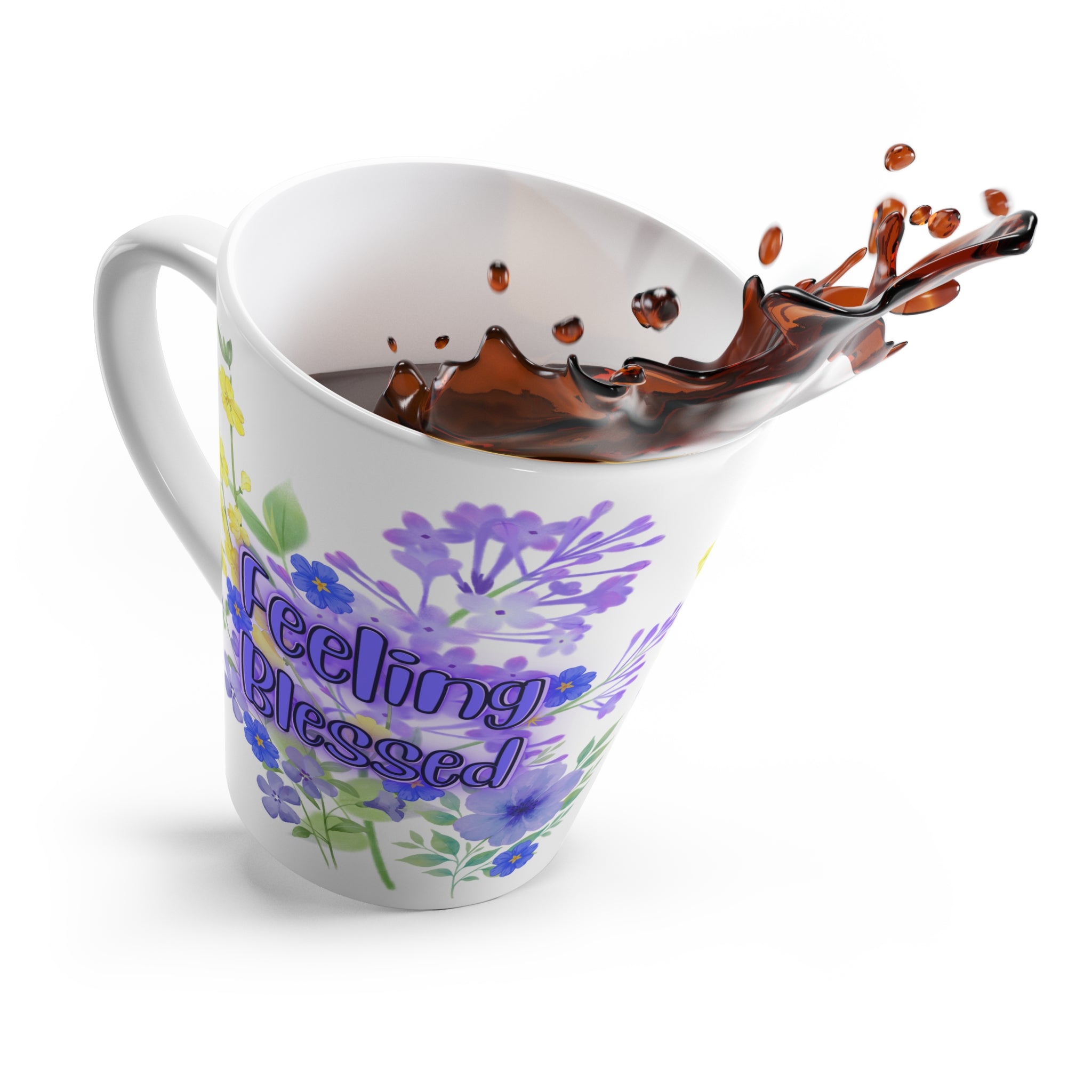 Feeling Blessed Floral Latte Mug — Inspirational Ceramic Coffee Cup