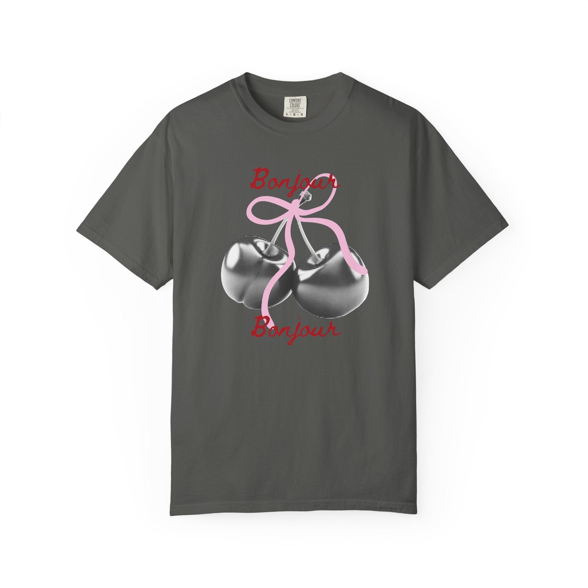 Bonjour T‑Shirt with cherry print, summer tee