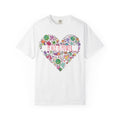Peace Is Power Heart - distressed design doodle hears peace and doves t-shirt
