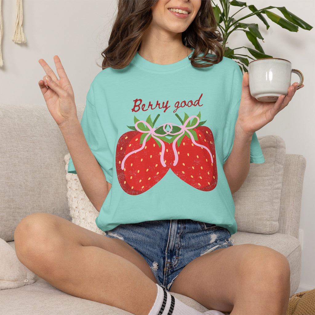 Strawberry 'Berry Good' T-Shirt, summer vibe tee