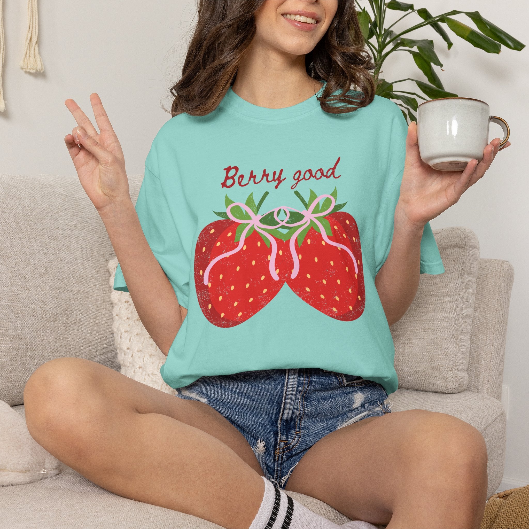 Strawberry 'Berry Good' T-Shirt, summer vibe tee