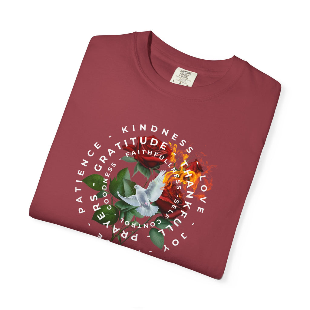 Peace & Gratitude Graphic T-Shirt — Dove Floral Circle Design