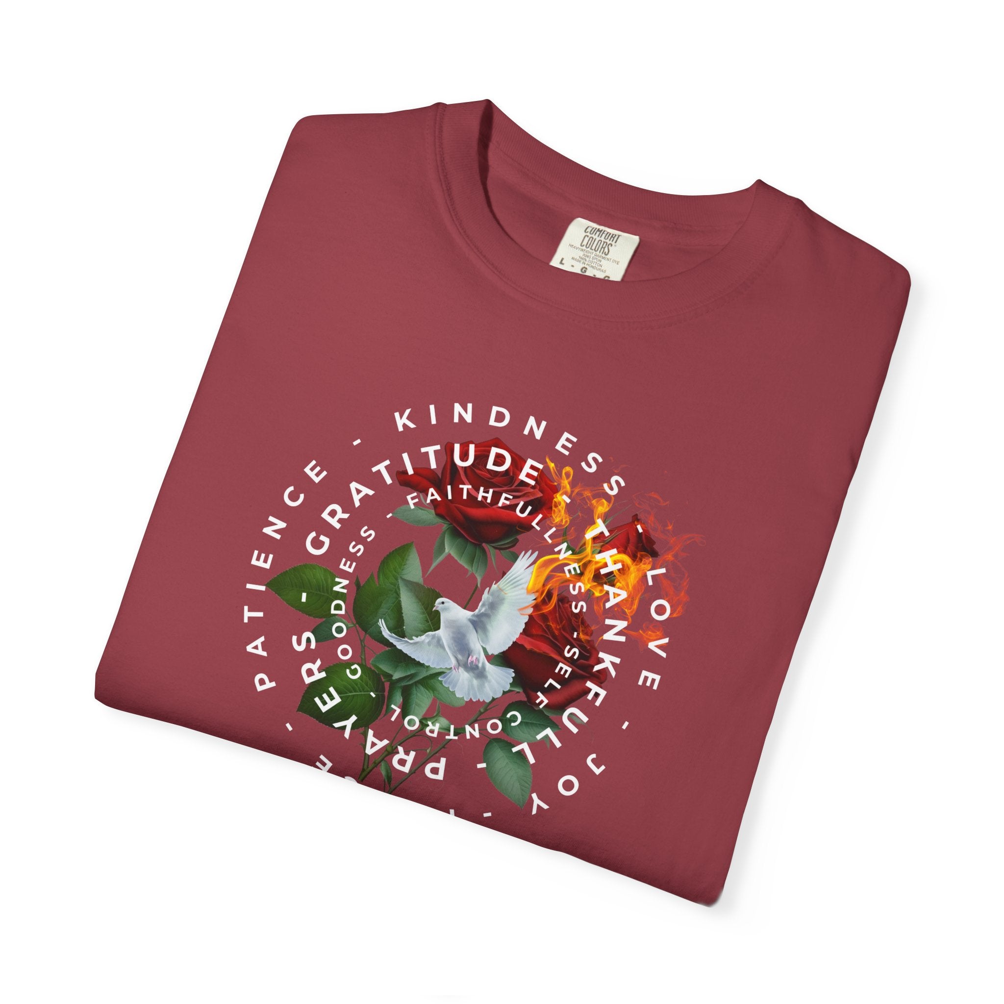 Peace & Gratitude Graphic T-Shirt — Dove Floral Circle Design