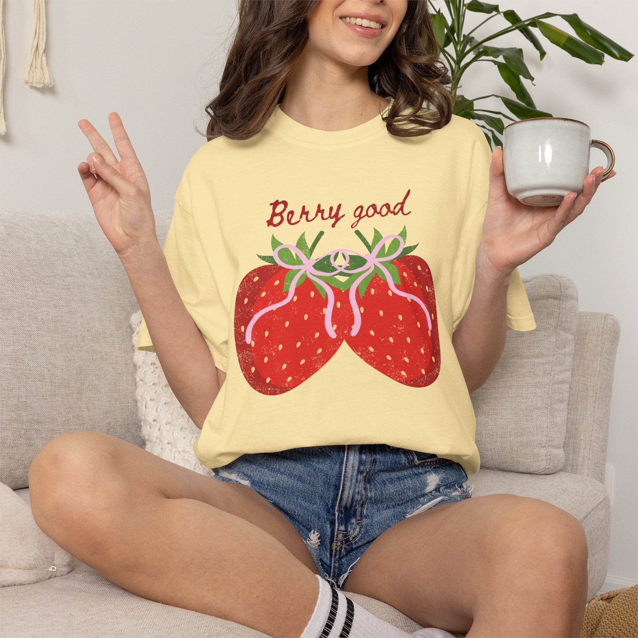 Strawberry 'Berry Good' T-Shirt, summer vibe tee