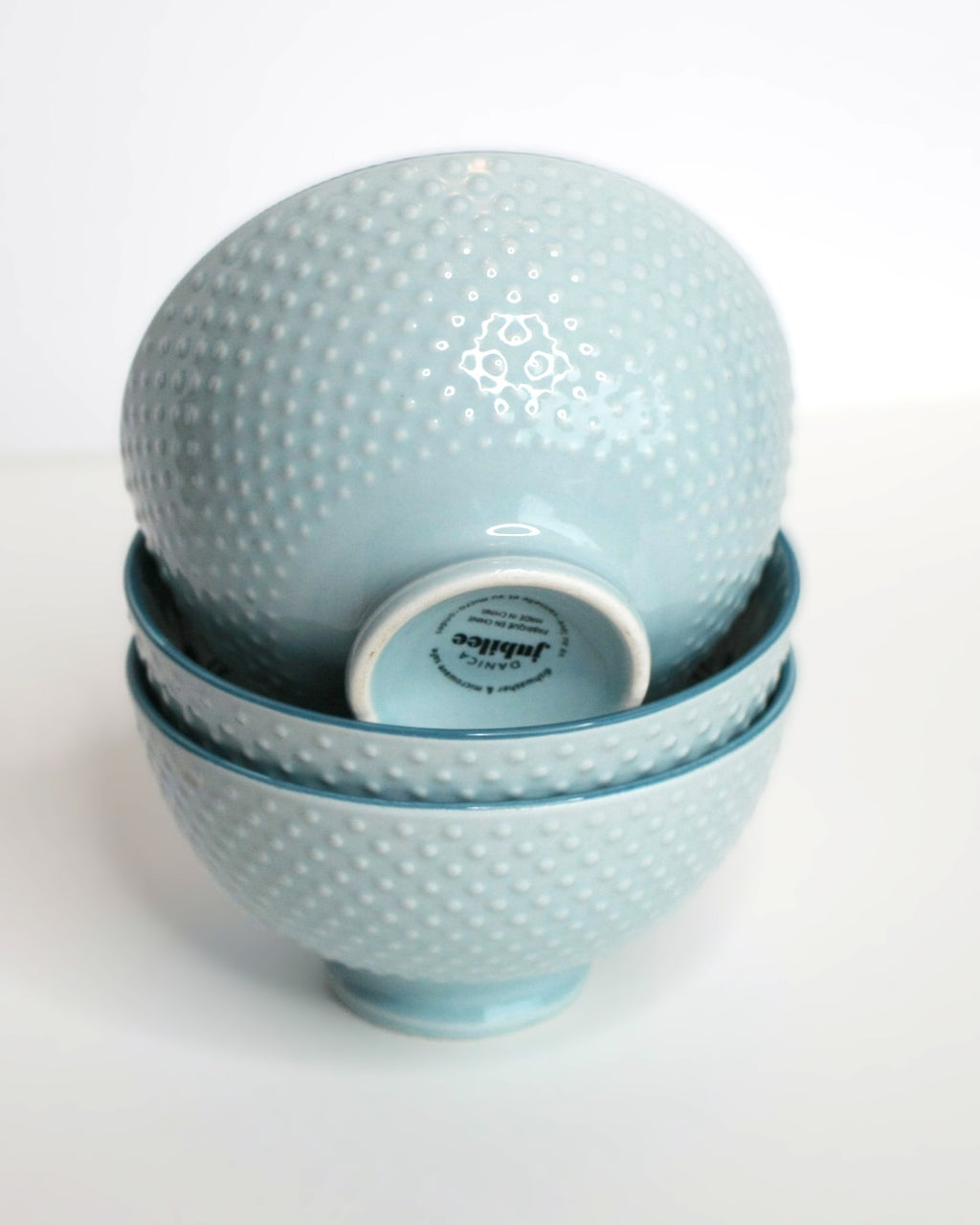 Pale blue bowl with black and white cats -Small 4.5 inch- single bowl
