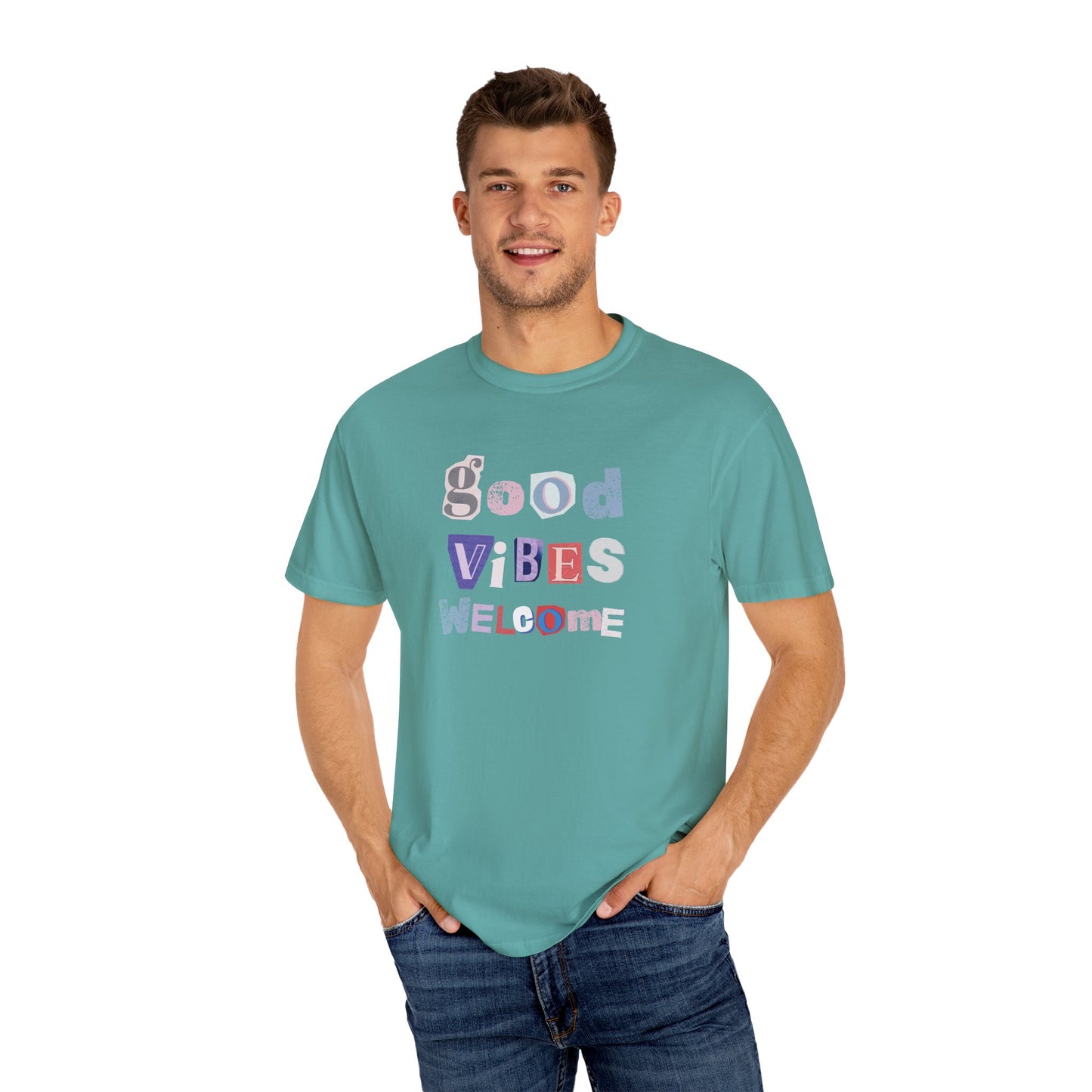Good Vibes Welcome Unisex Garment-Dyed T-Shirt Loose Fit Comfort colors Brand