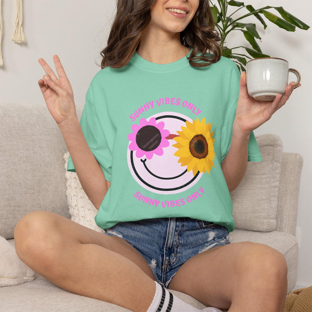 Sunny Vibes Only Sunflower Graphic T-Shirt Summer tee