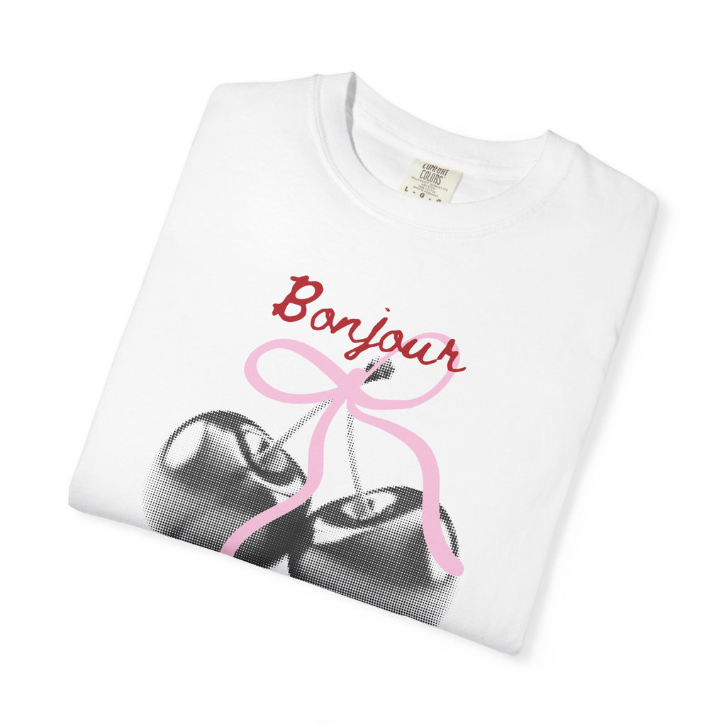 Bonjour T‑Shirt with cherry print, summer tee