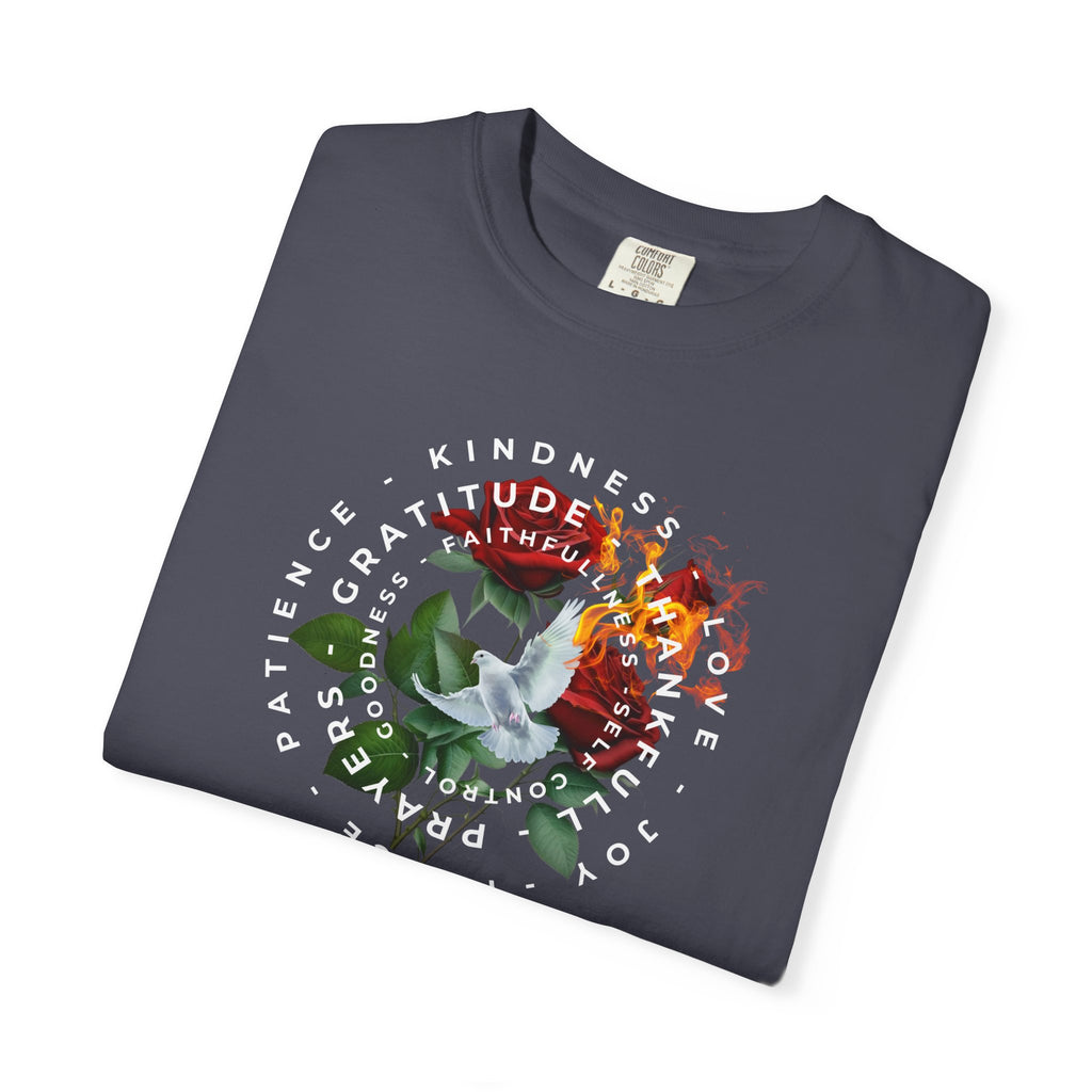 Peace & Gratitude Graphic T-Shirt — Dove Floral Circle Design