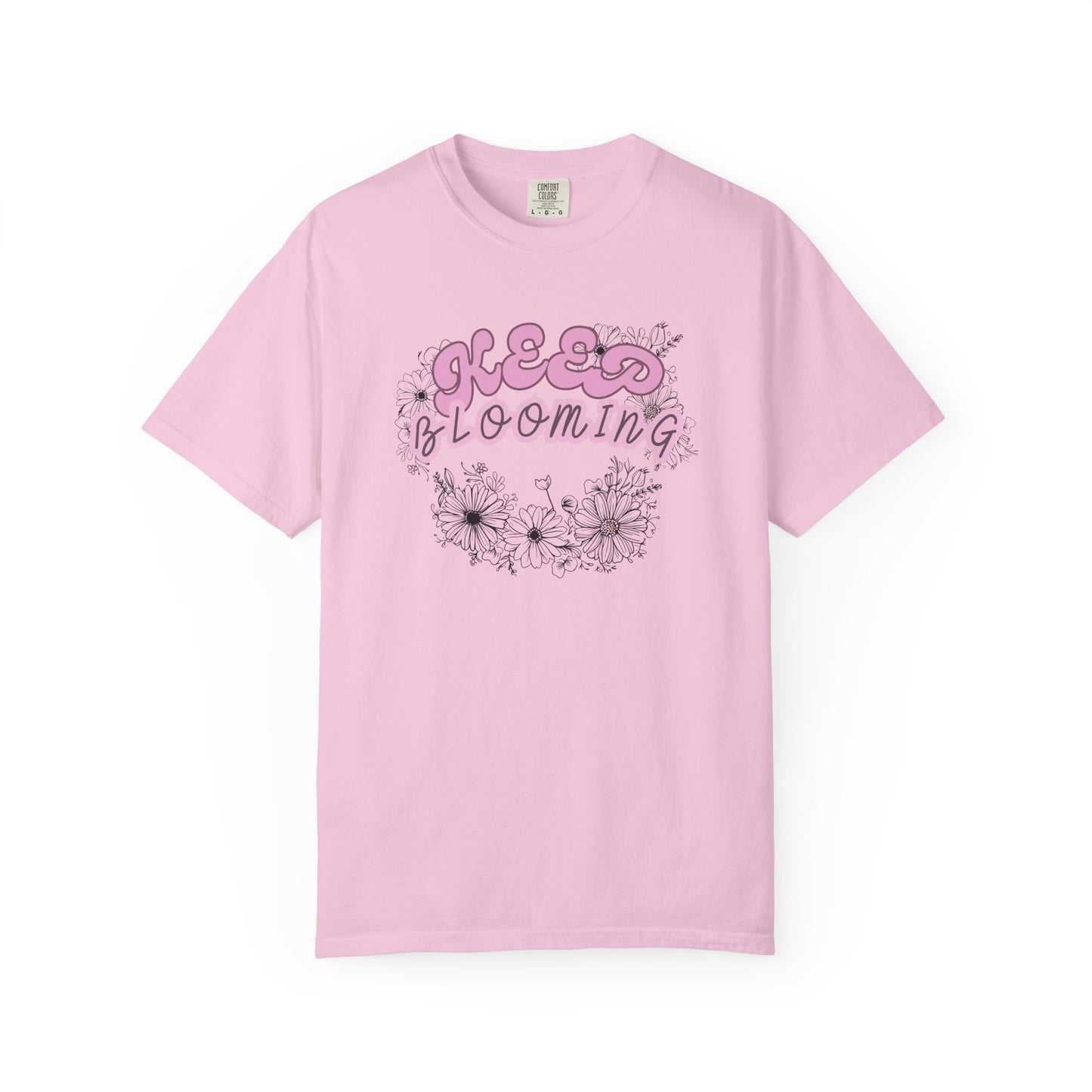 Keep Blooming - loose fit positive message flower design t-shirt