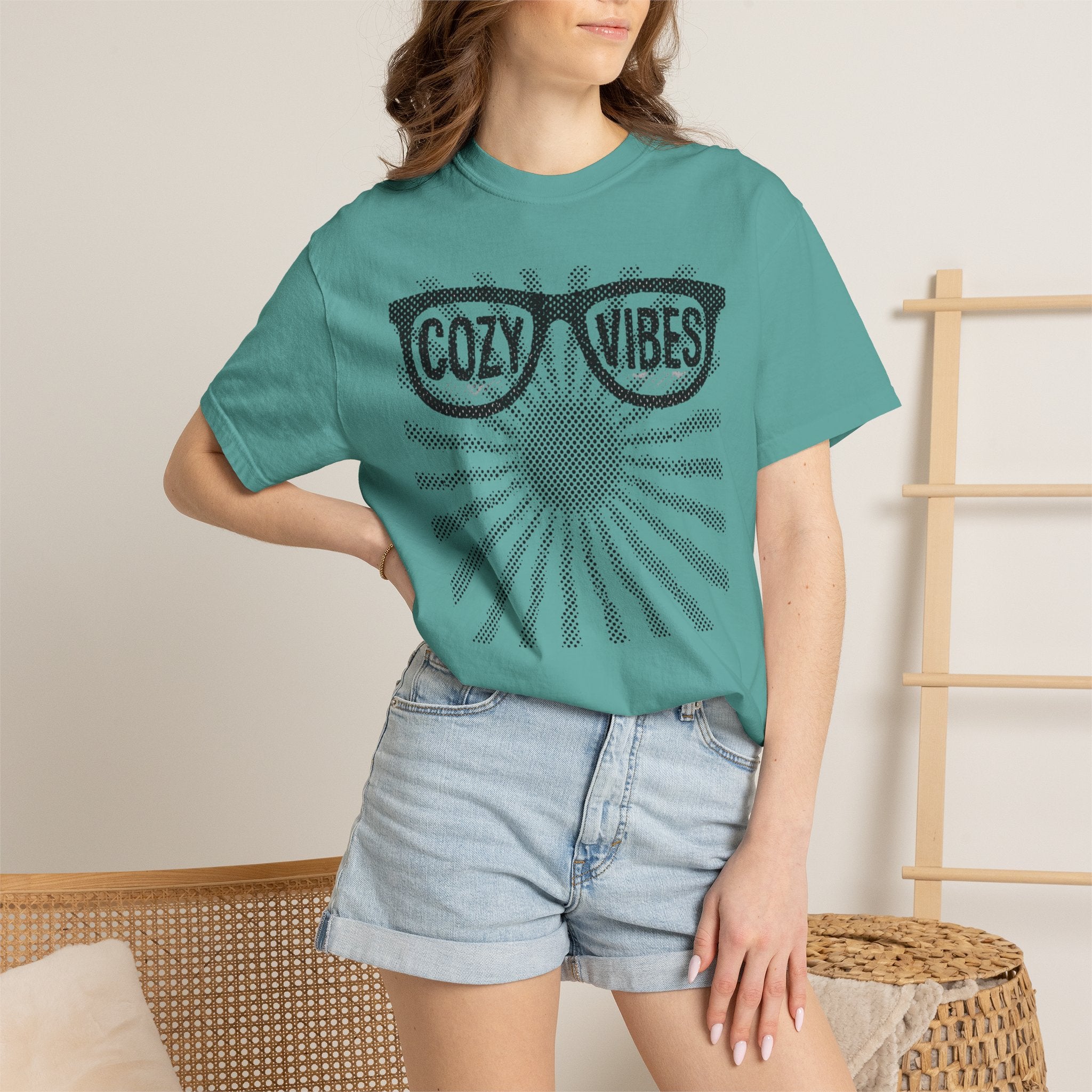Cozy Vibes Sunglasses and sunray Graphic T-Shirt