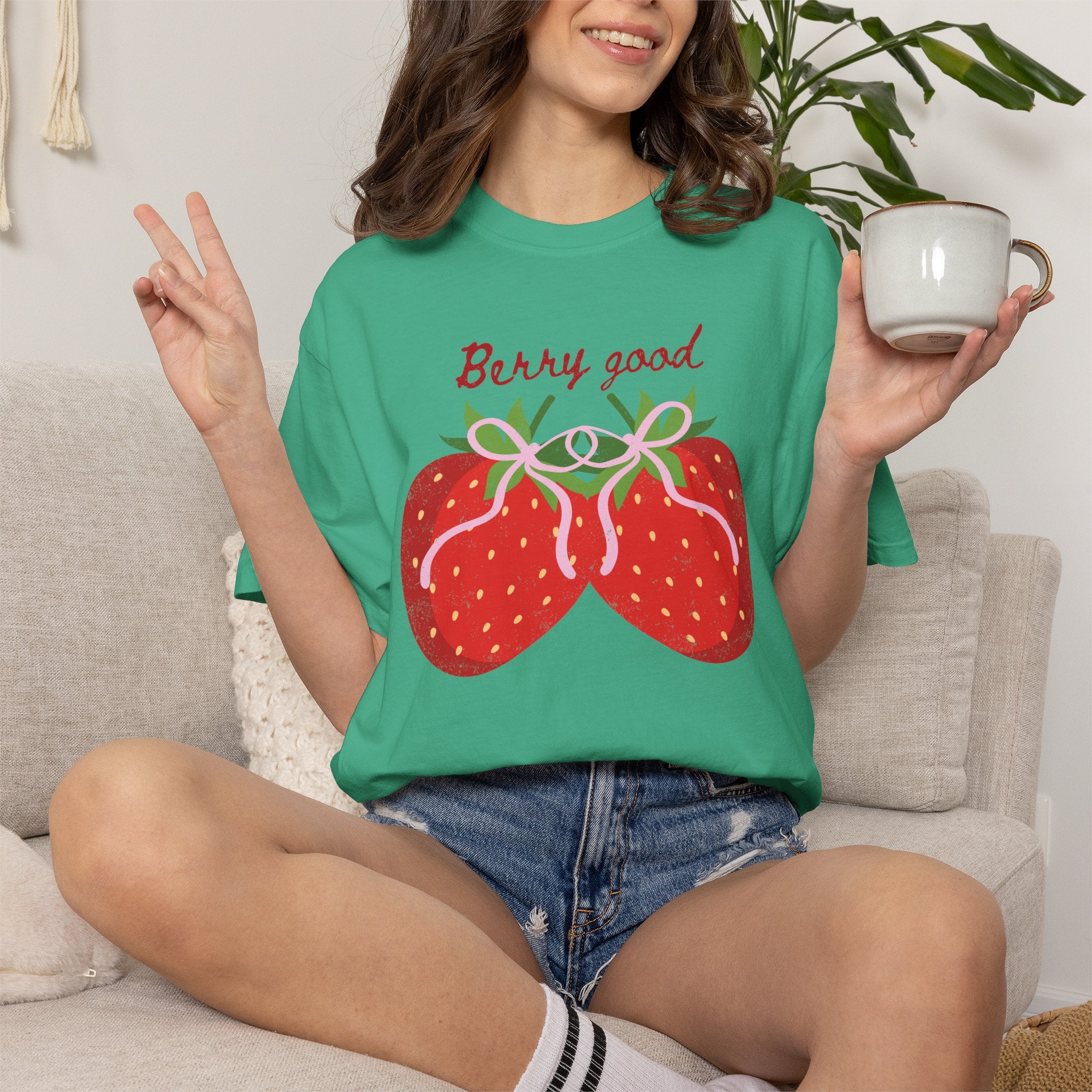 Strawberry 'Berry Good' T-Shirt, summer vibe tee