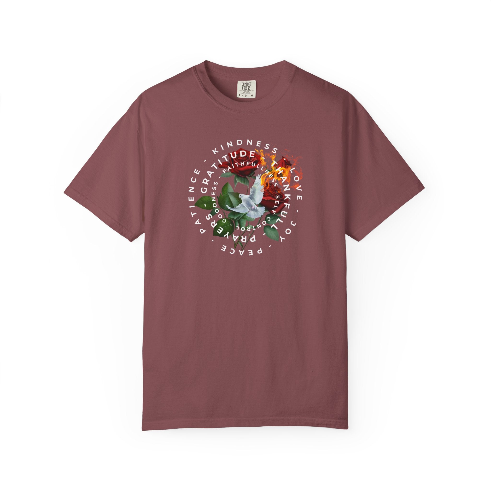 Peace & Gratitude Graphic T-Shirt — Dove Floral Circle Design
