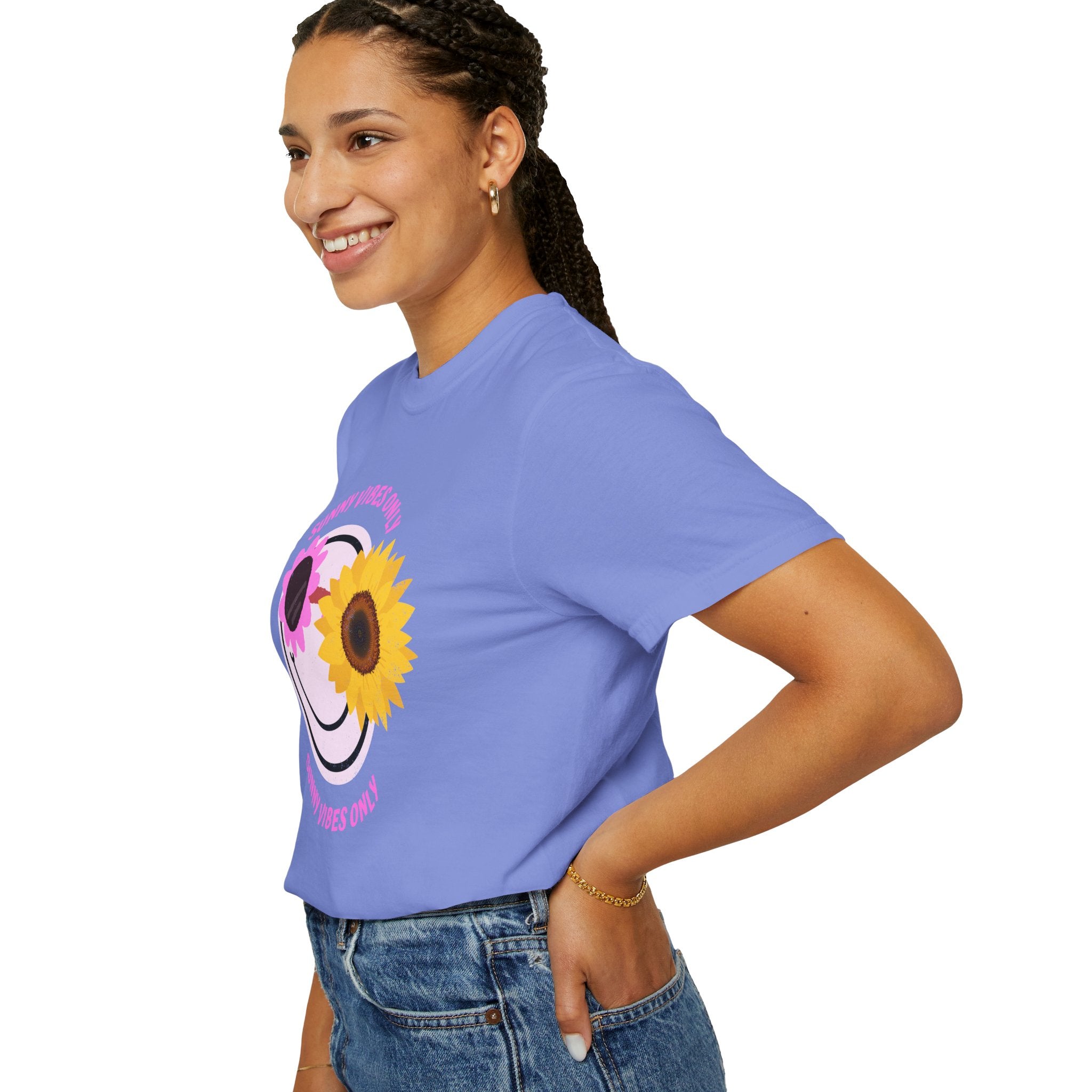 Sunny Vibes Only Sunflower Graphic T-Shirt Summer tee
